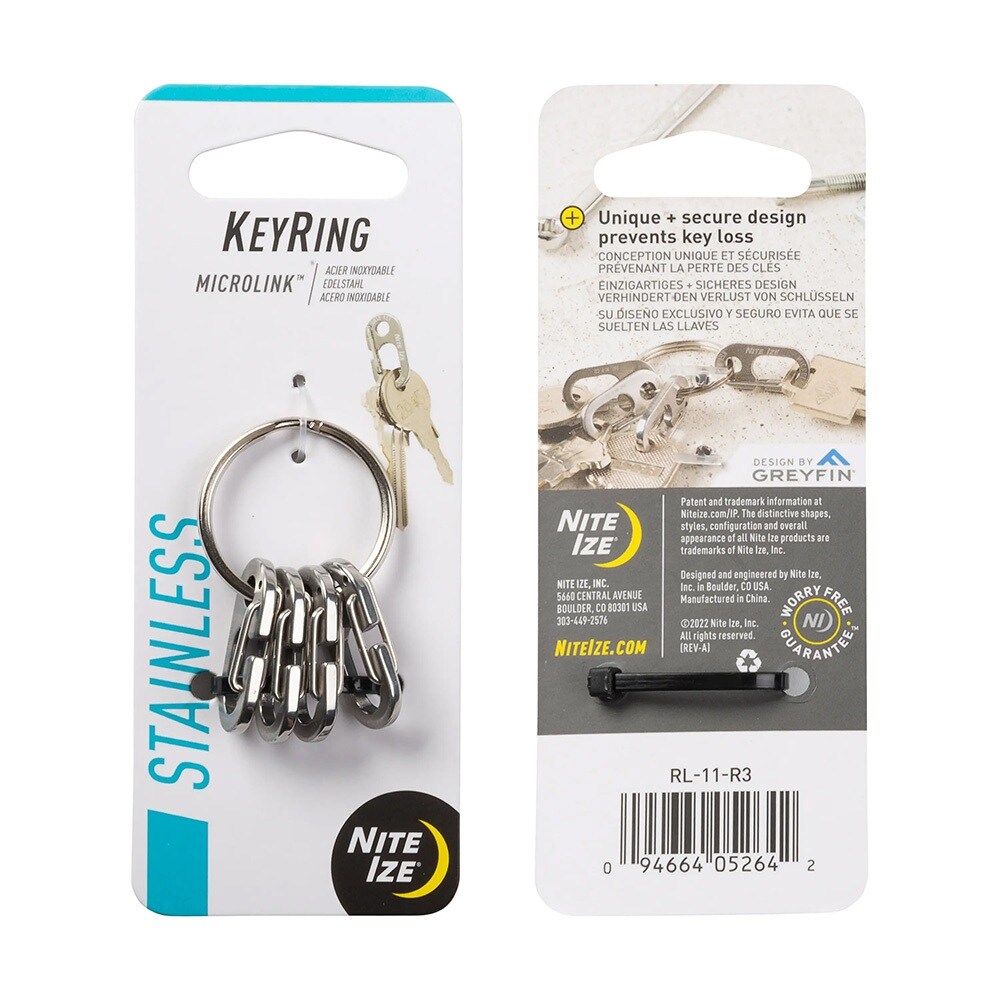 Nite Ize - KeyRing MicroLink - Schlüsselanhänger mit Karabinerhaken - Silber