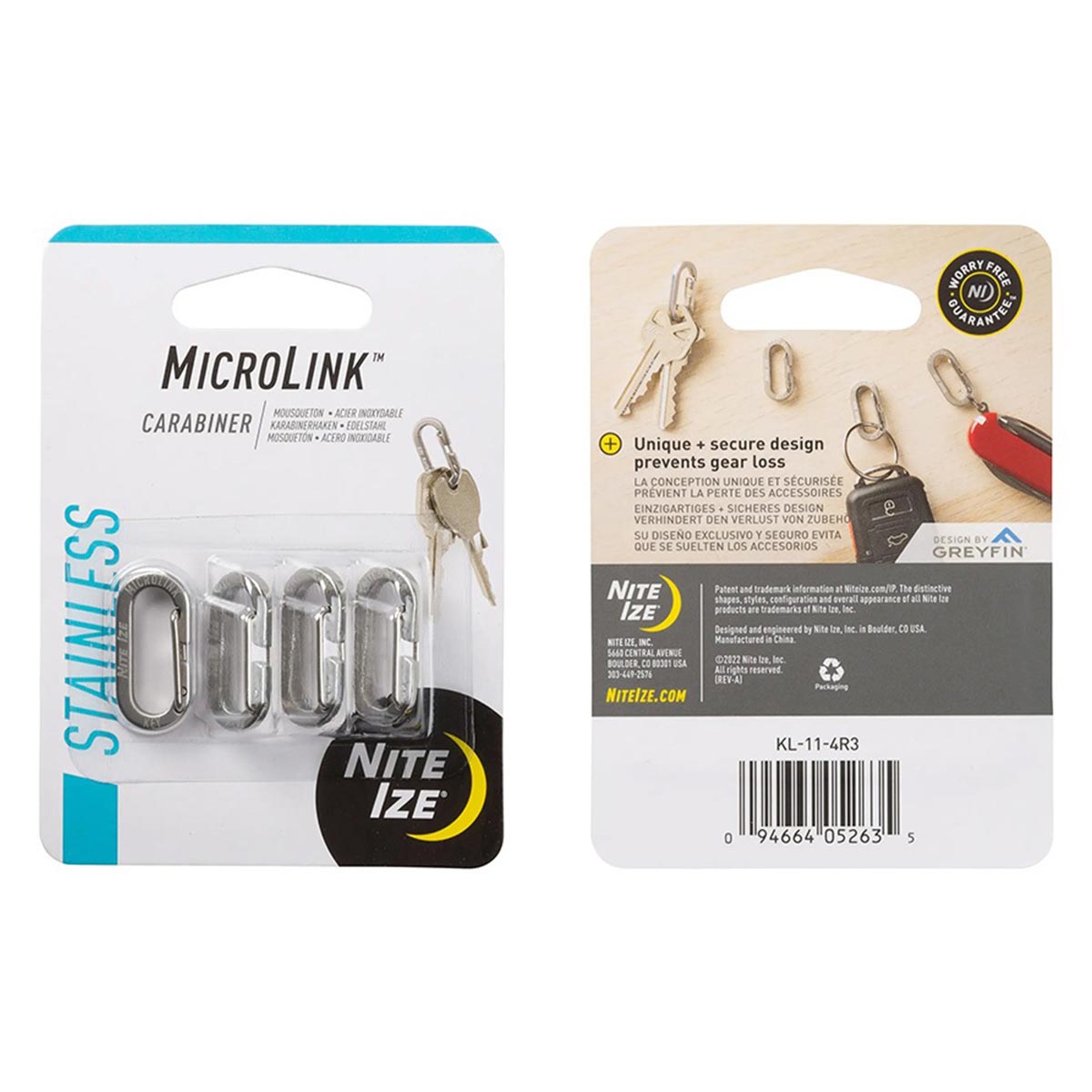 Nite Ize - MicroLink - Karabinerhaken - 4 Stück - Steel