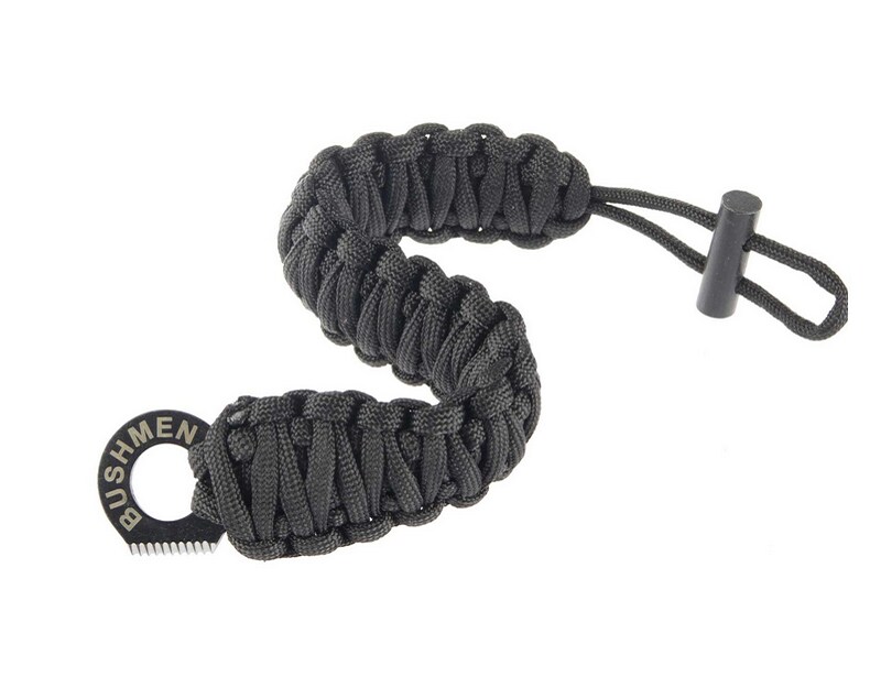 Bushmen - Paracord-Armband mit Feuerstein 6m - Black