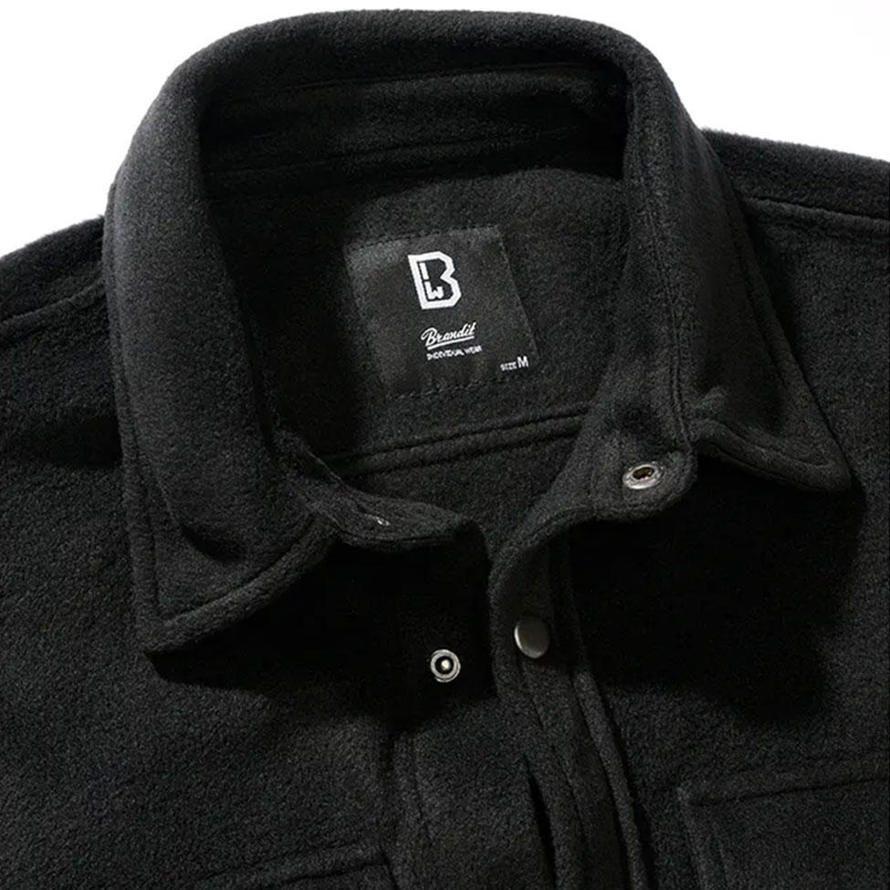 Brandit - Jeff Fleece Long Sleeve - Langarmshirt aus Fleece - Black