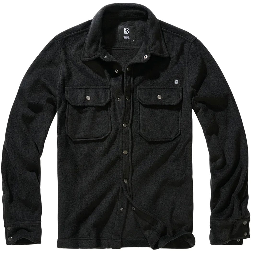 Brandit - Jeff Fleece Long Sleeve - Langarmshirt aus Fleece - Black