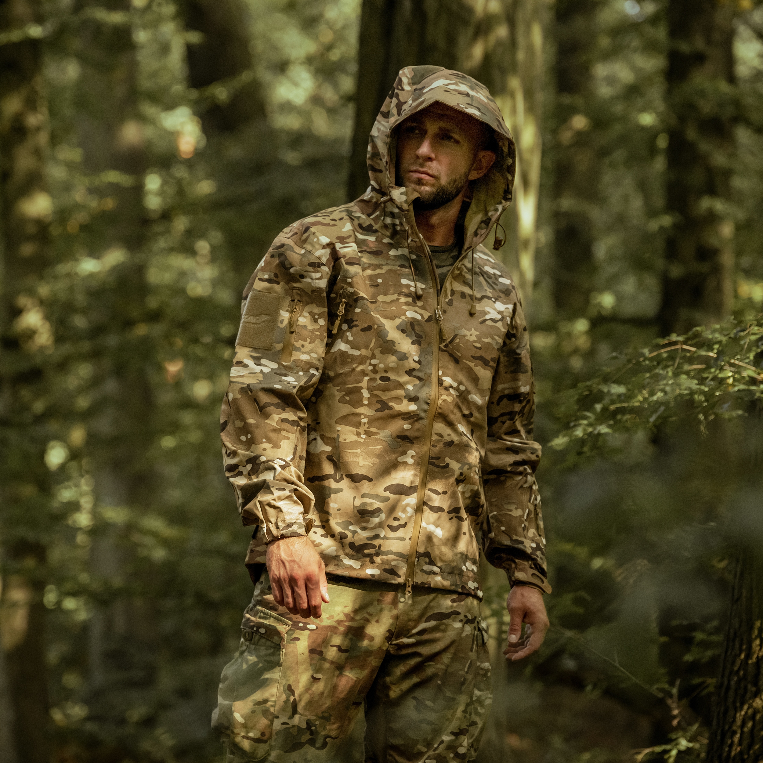 Texar - ECWCS Hardshell Comodo - Wasserdichte Jacke mit Velcro-Klettverschlüssen - Arid MC Camo