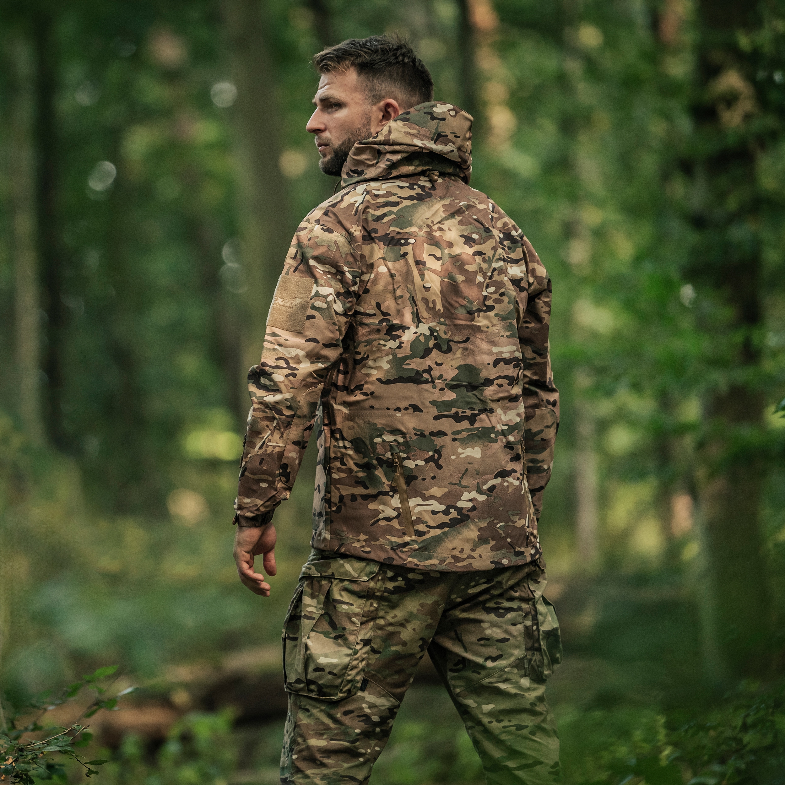 Texar - ECWCS Hardshell Comodo - Wasserdichte Jacke mit Velcro-Klettverschlüssen - Arid MC Camo