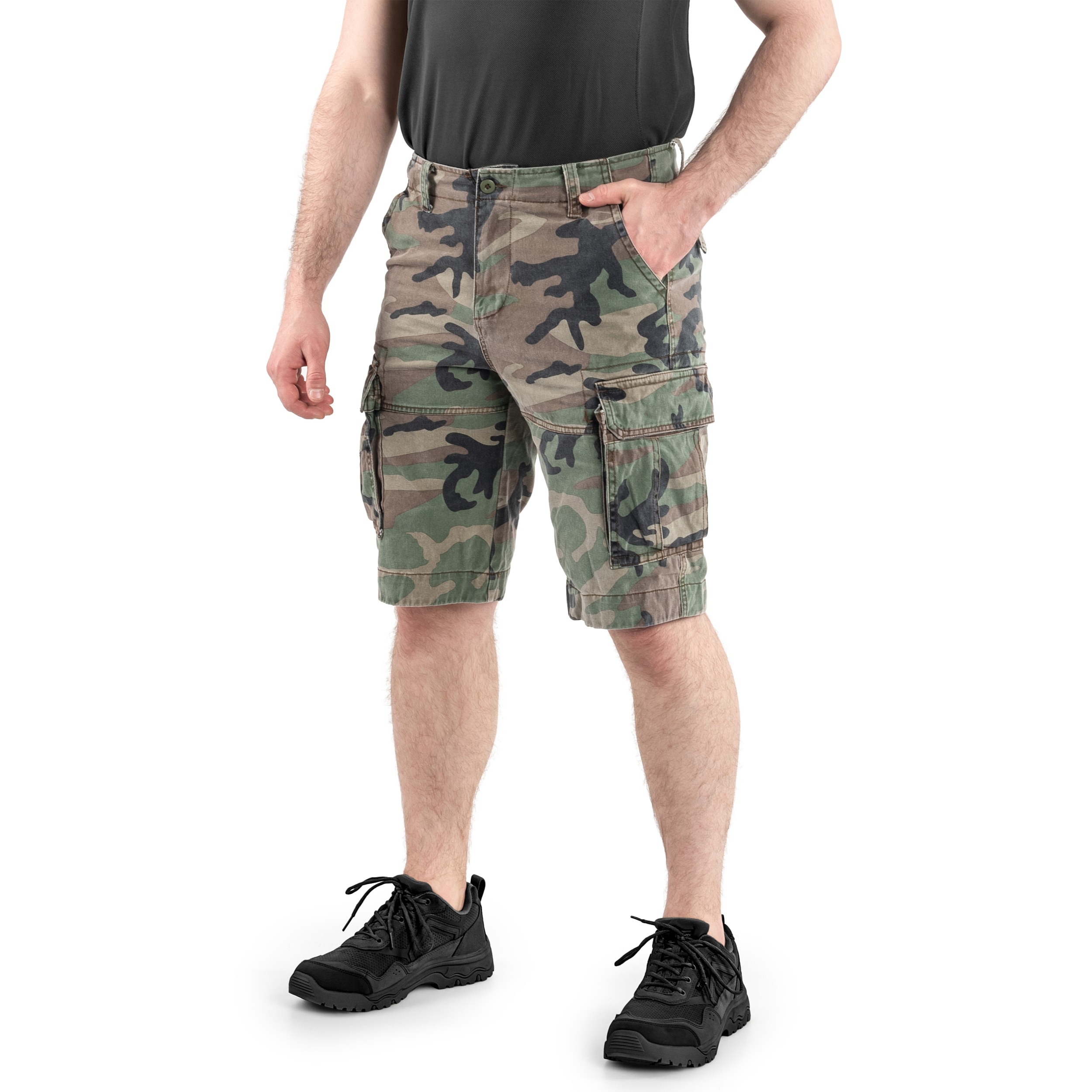 Mil-Tec - Vintage Prewash - Taktische Shorts - Woodland