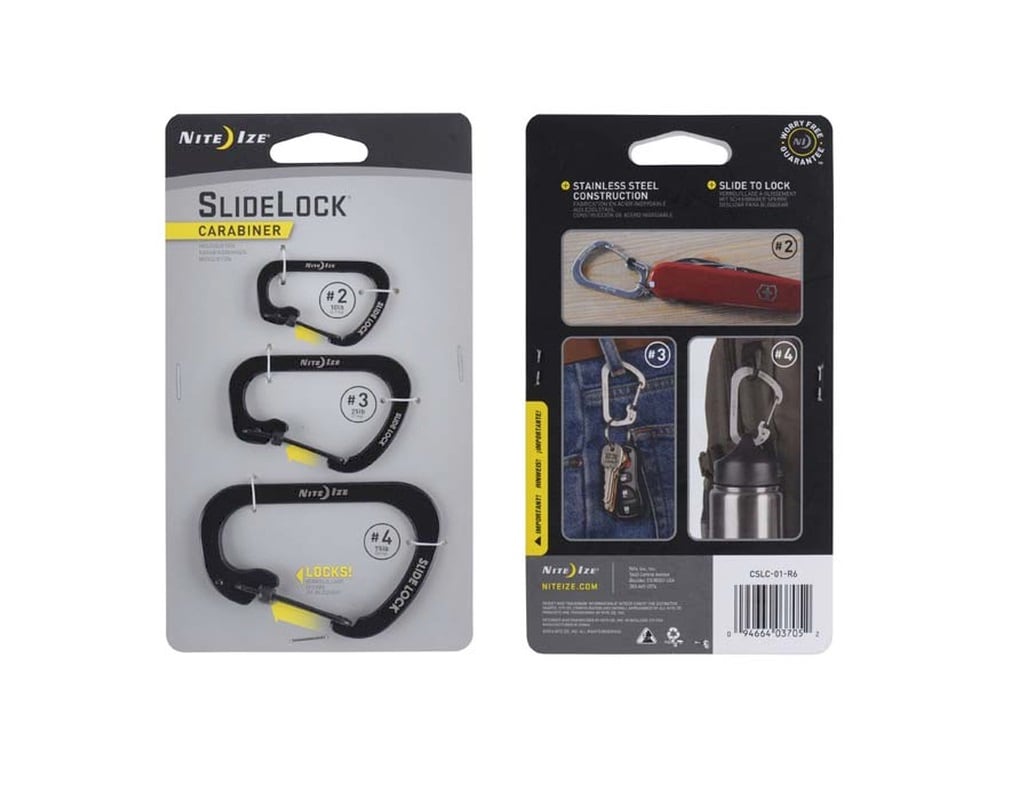 Nite Ize - Carabiner SlideLock Set - Karabinerhaken 3er-Set - Black