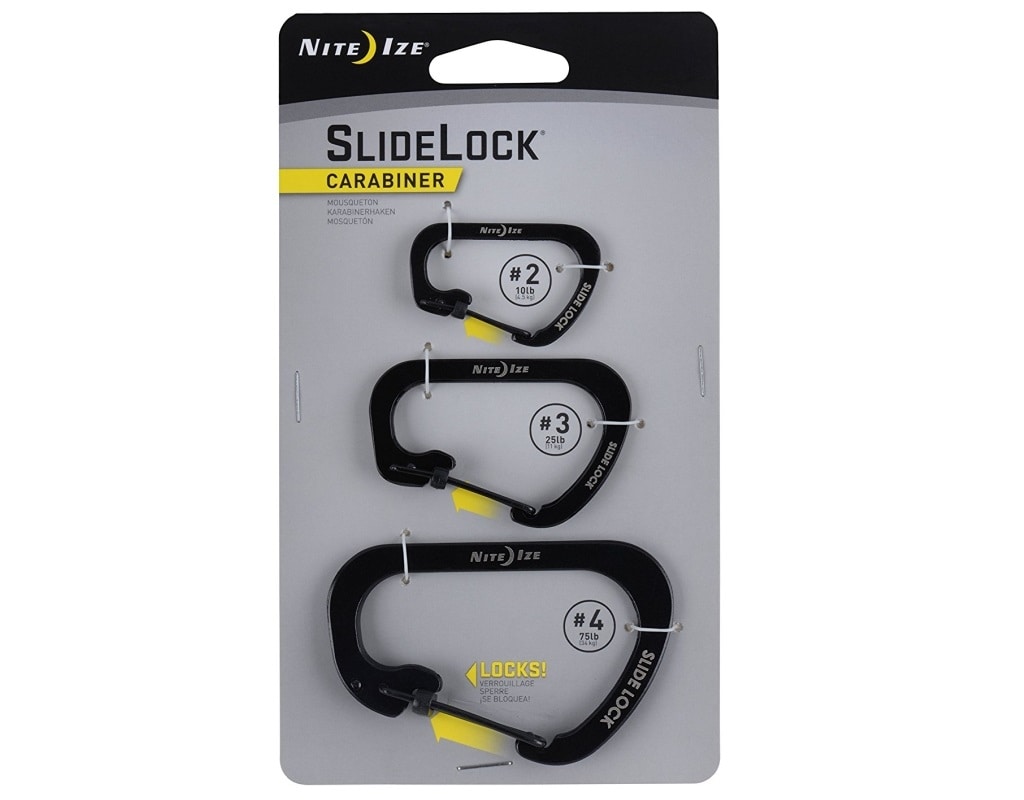 Nite Ize - Carabiner SlideLock Set - Karabinerhaken 3er-Set - Black