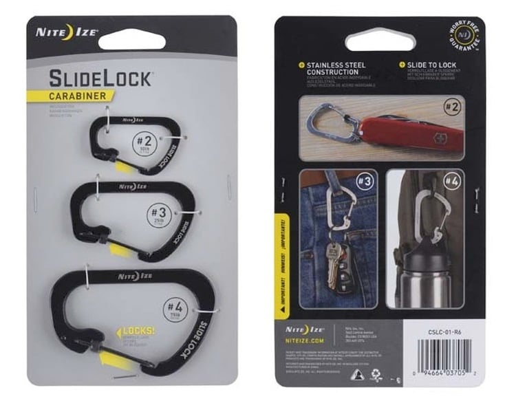 Nite Ize - Carabiner SlideLock Set - Karabinerhaken 3er-Set - Black