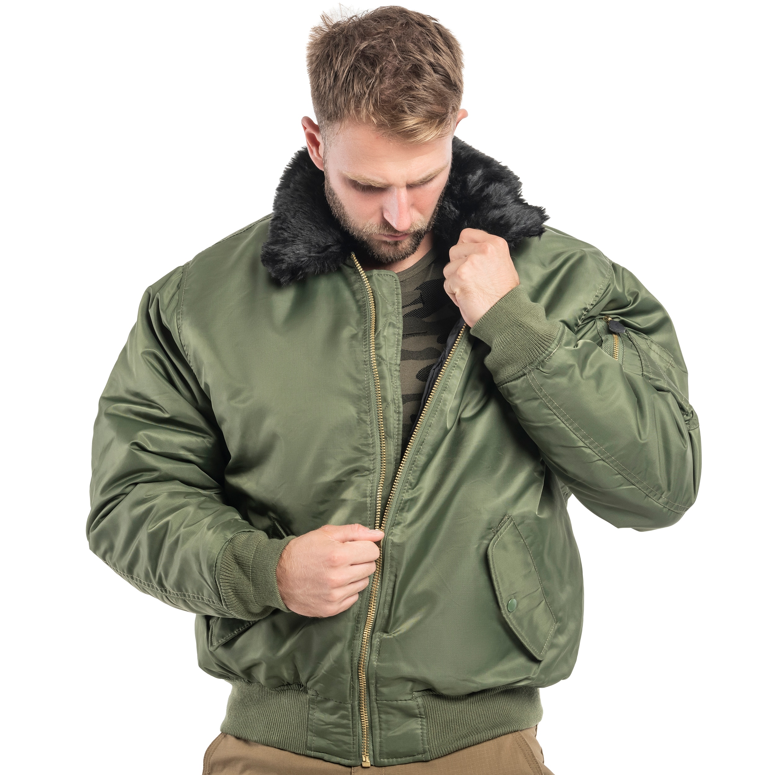 Brandit - MA2 Fur Collar Jacke - Olive