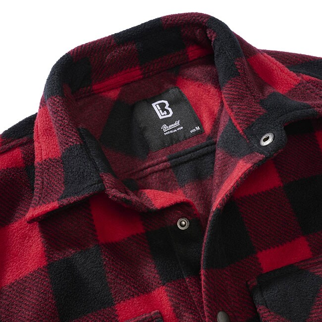 Brandit - Jeff Fleece Long Sleeve - Langarmshirt aus Fleece - Red/Black