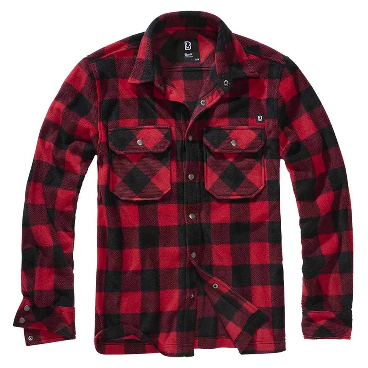 Brandit - Jeff Fleece Long Sleeve - Langarmshirt aus Fleece - Red/Black