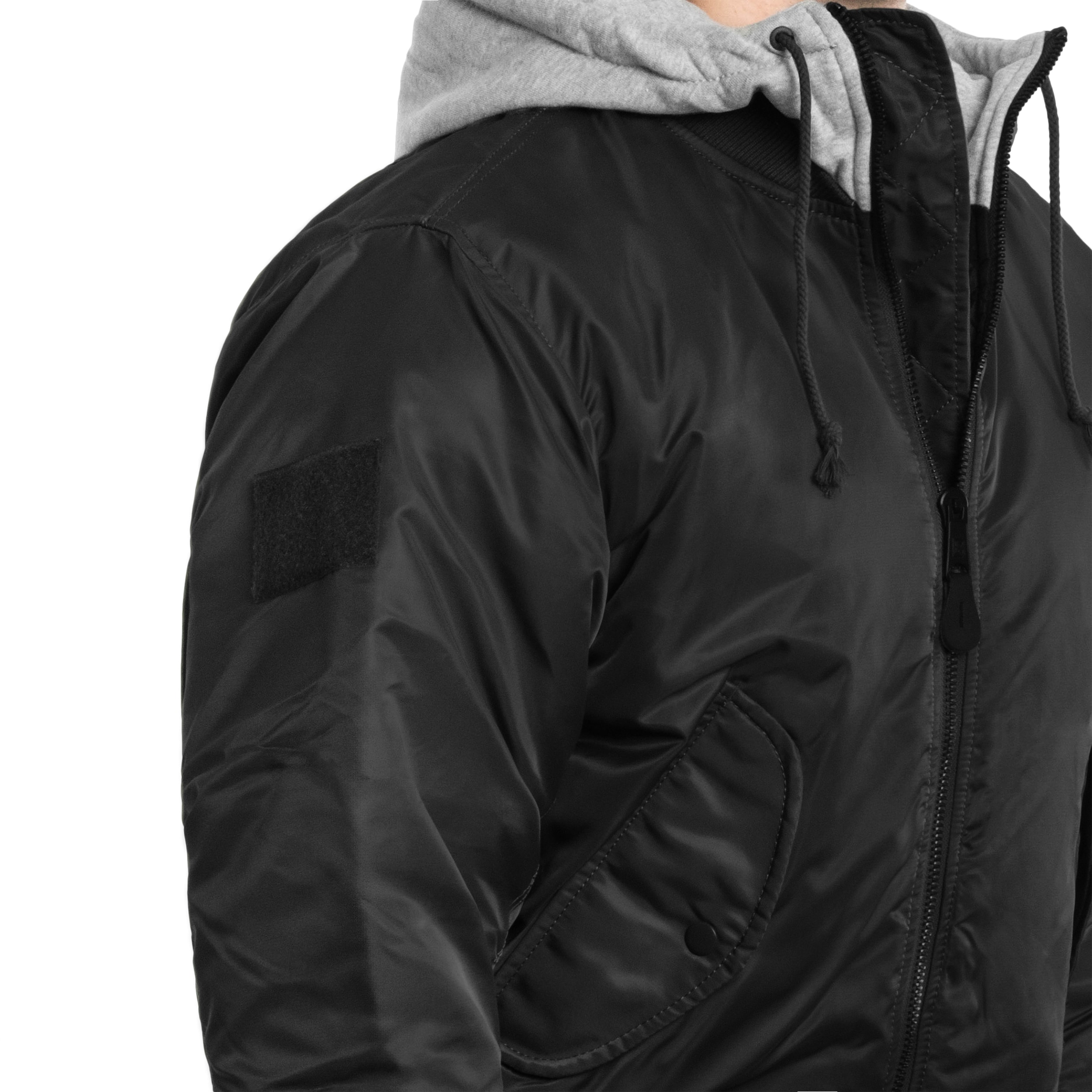 Brandit - MA1 Sweat Hooded Jacket - Bomberjacke mit Kapuze - Black/Grey