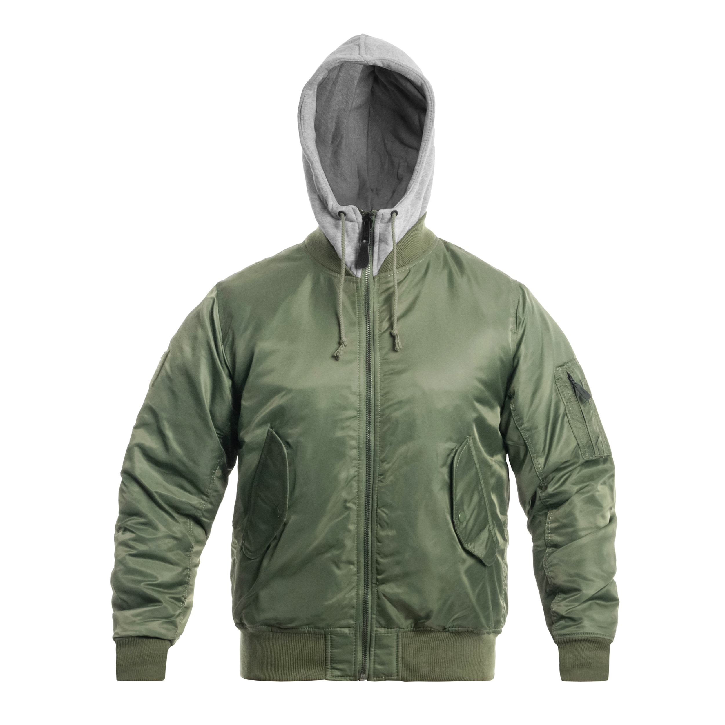 Brandit - MA1 Sweat Hooded Jacket - Bomberjacke mit Kapuze - Olive/Grey