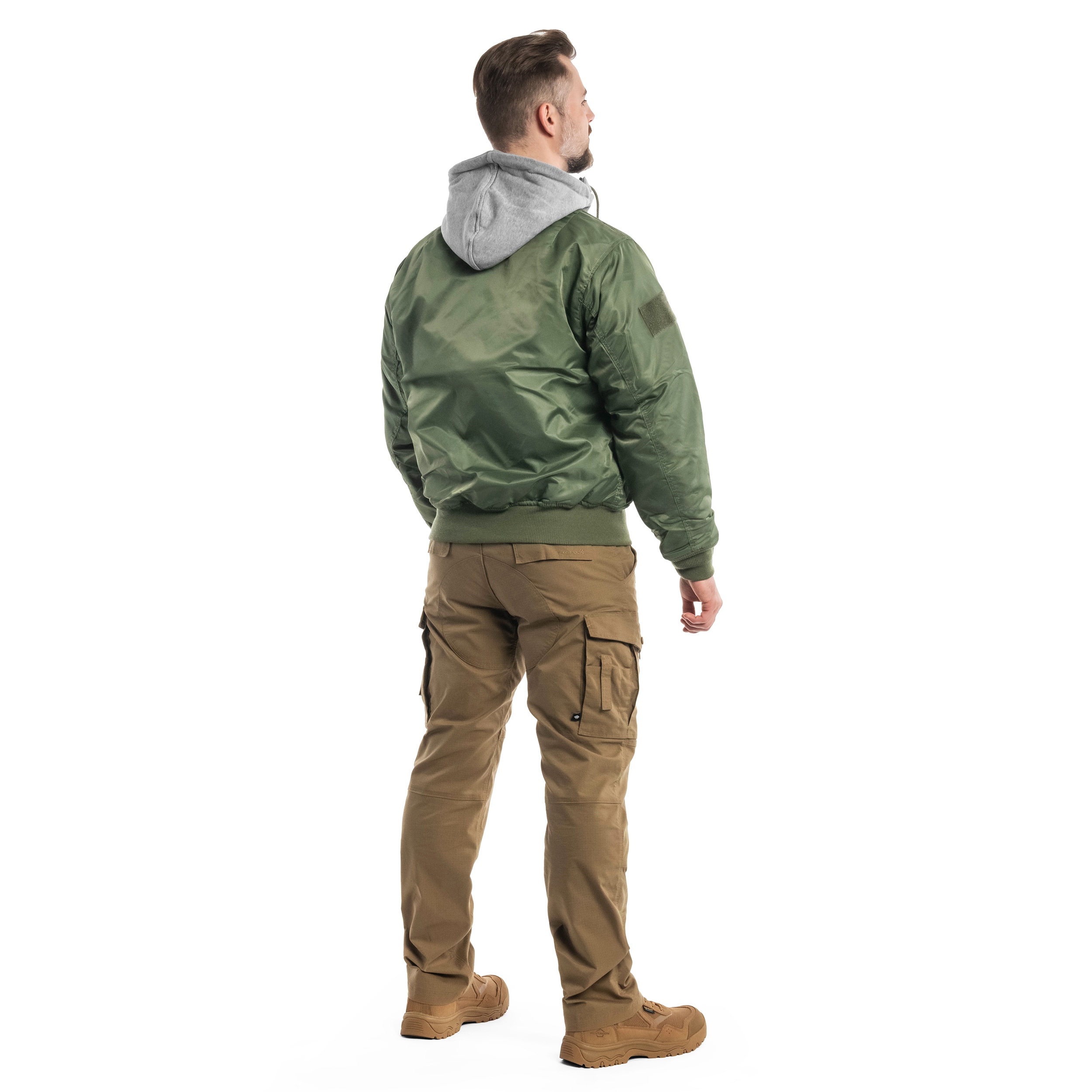 Brandit - MA1 Sweat Hooded Jacket - Bomberjacke mit Kapuze - Olive/Grey