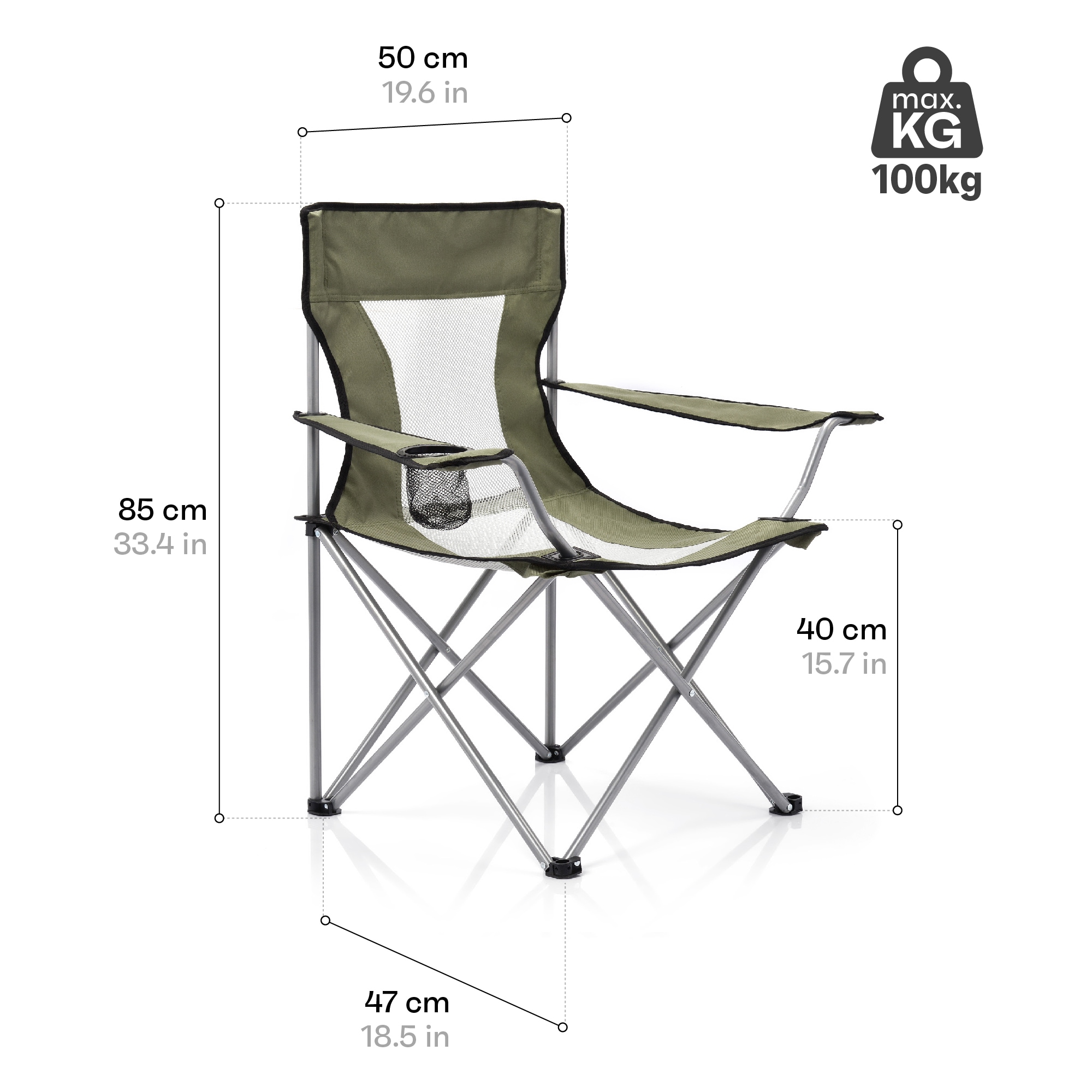 Meteor - Tripper - Klappbarer Campingstuhl - Olivgrün