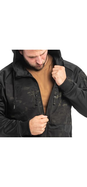 Sweat à Capuche Helikon-Tex Rogue - Fermeture Complète - Style Tactique Urbain - Multi-poches - Noir/Multicam