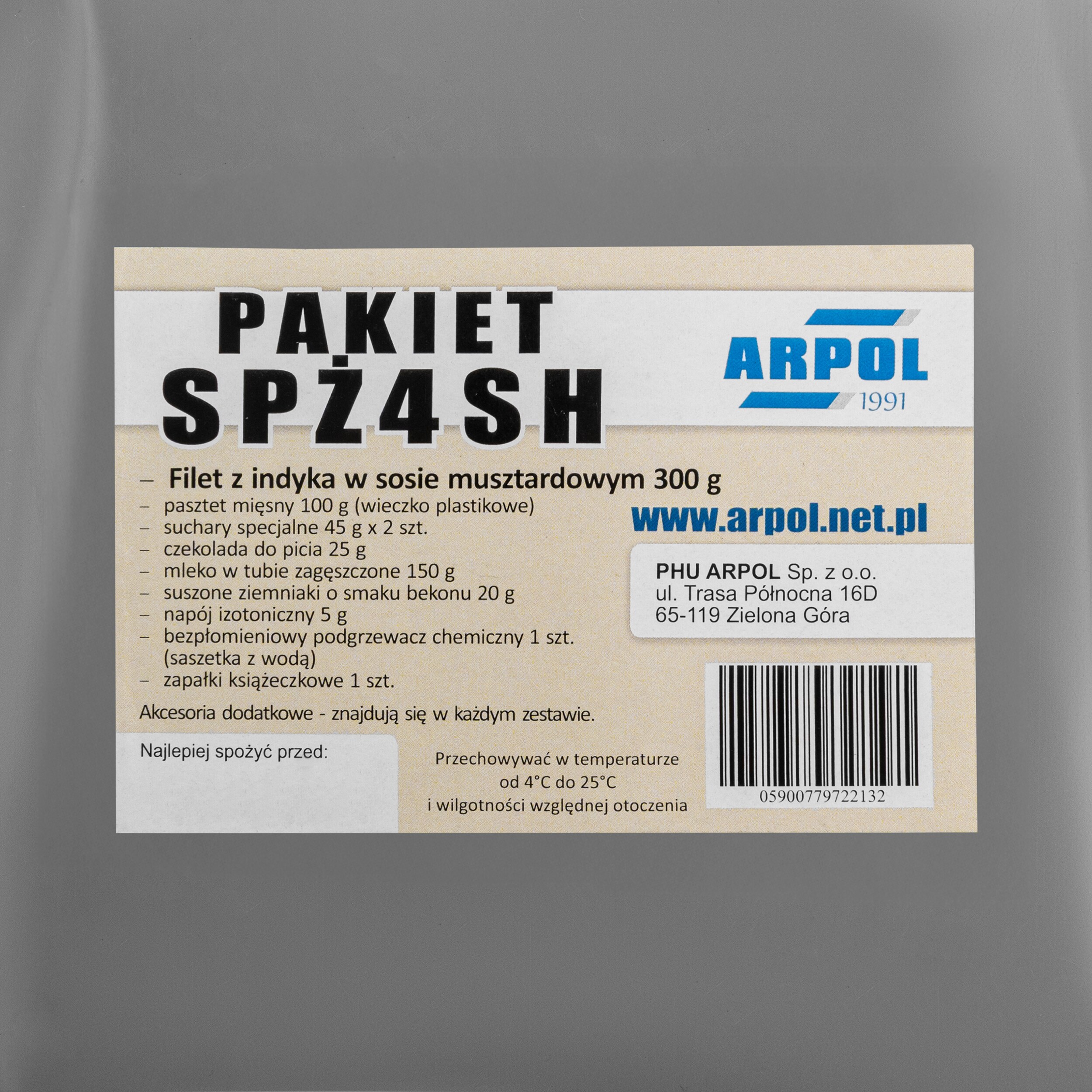Arpol- Lebensmittelpaket mit Zubehör für Schießer - Putenfilet 300 g - SPŻ4SH