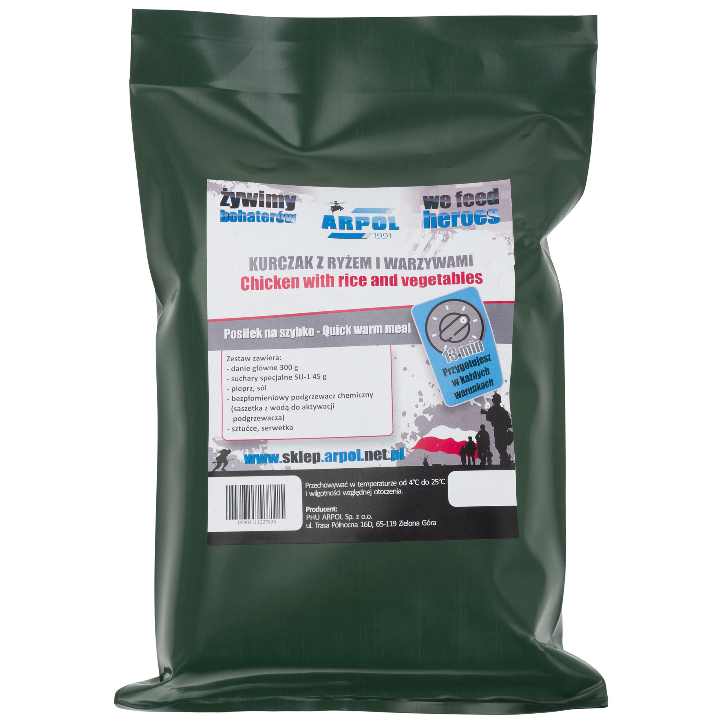 Arpol - Lebensmittelration Schnelle Mahlzeit Nr. 2 – Hähnchen mit Reis und Gemüse