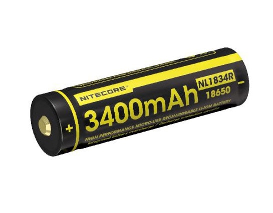Nitecore - 18650 MicroUSB-Akku - Lithium-Ionen Akku mit USB-Anschluss - 3400 mAh