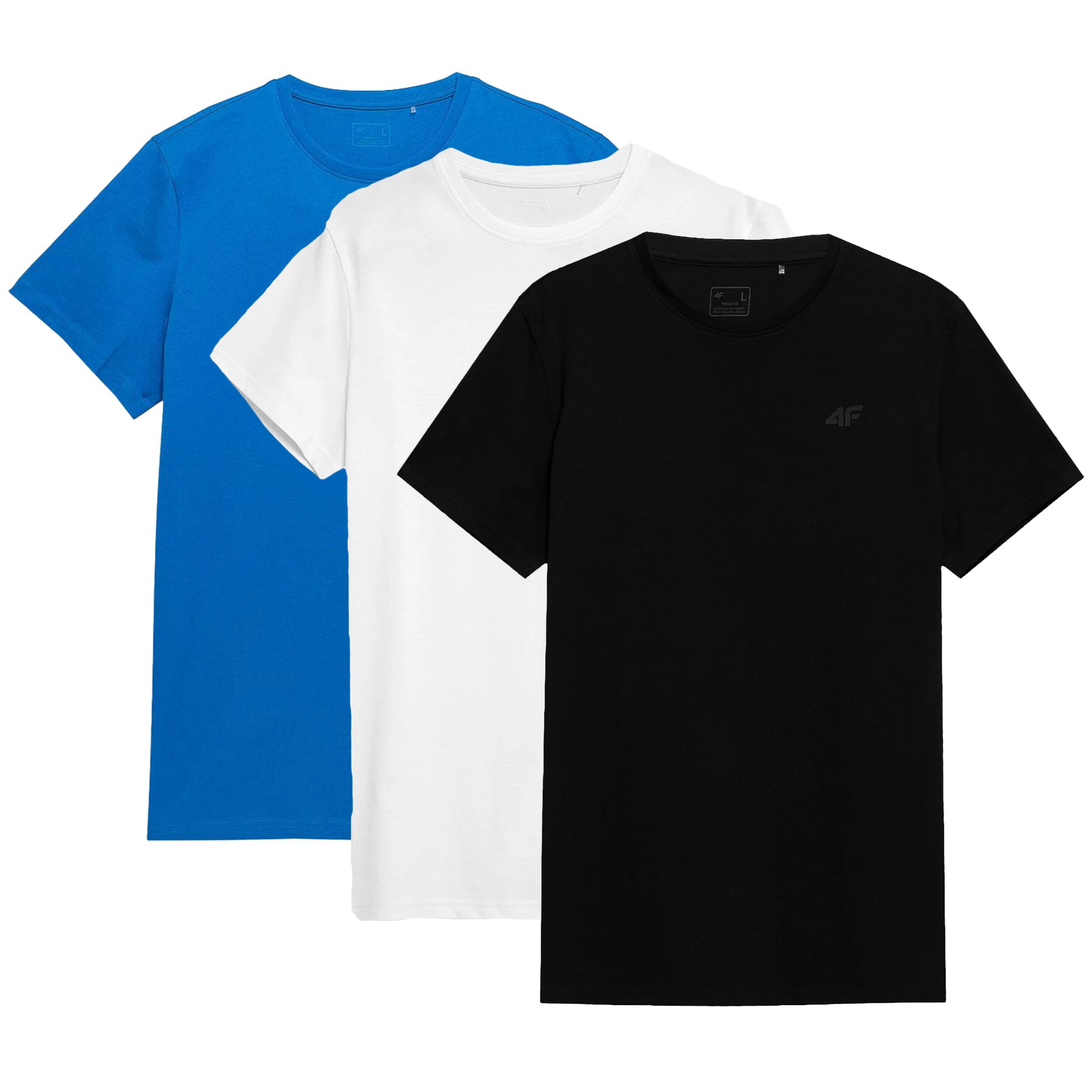 4F - TTSHM536 - T-Shirt - Weiß, Blau, Tief Schwarz - 3 Stück