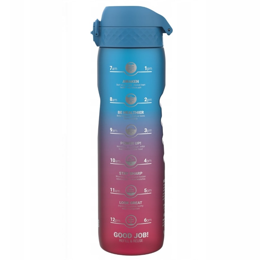 ION8 - Recyclon - Trinkflasche 1,1 l - Motivational blue & pink