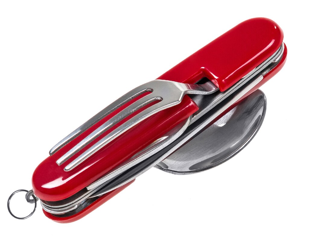 BCB - Folding KFS Clip Set - Zusammensetzbares Campingbesteckset - rot