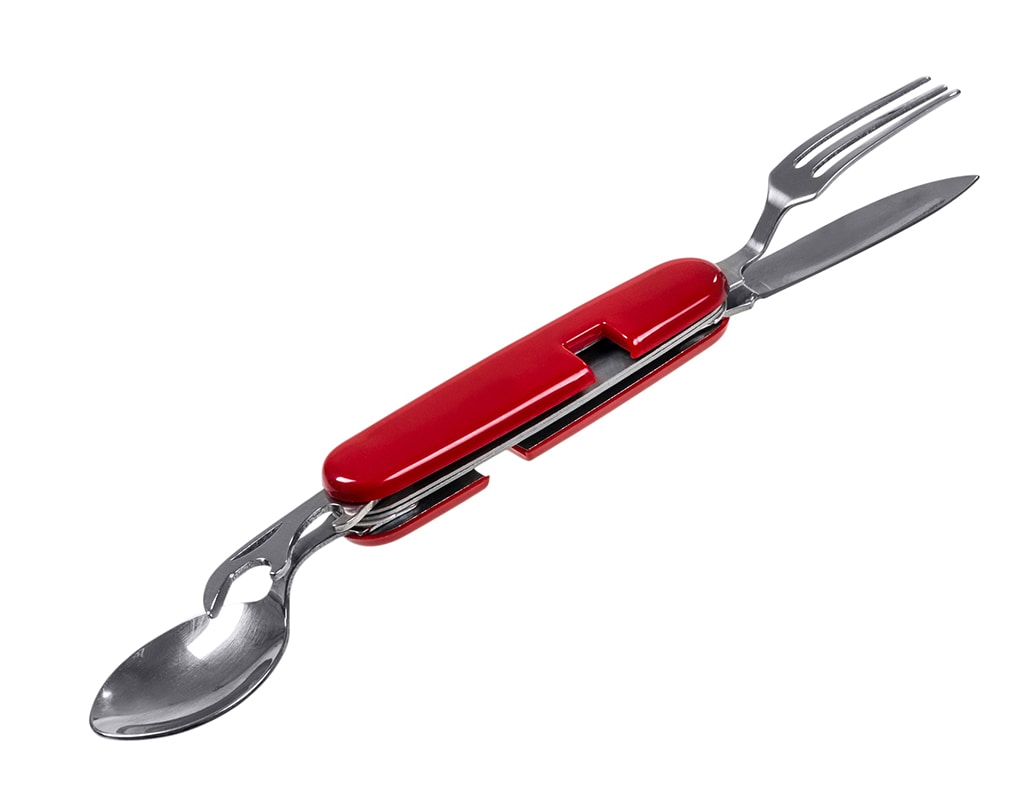 BCB - Folding KFS Clip Set - Zusammensetzbares Campingbesteckset - rot