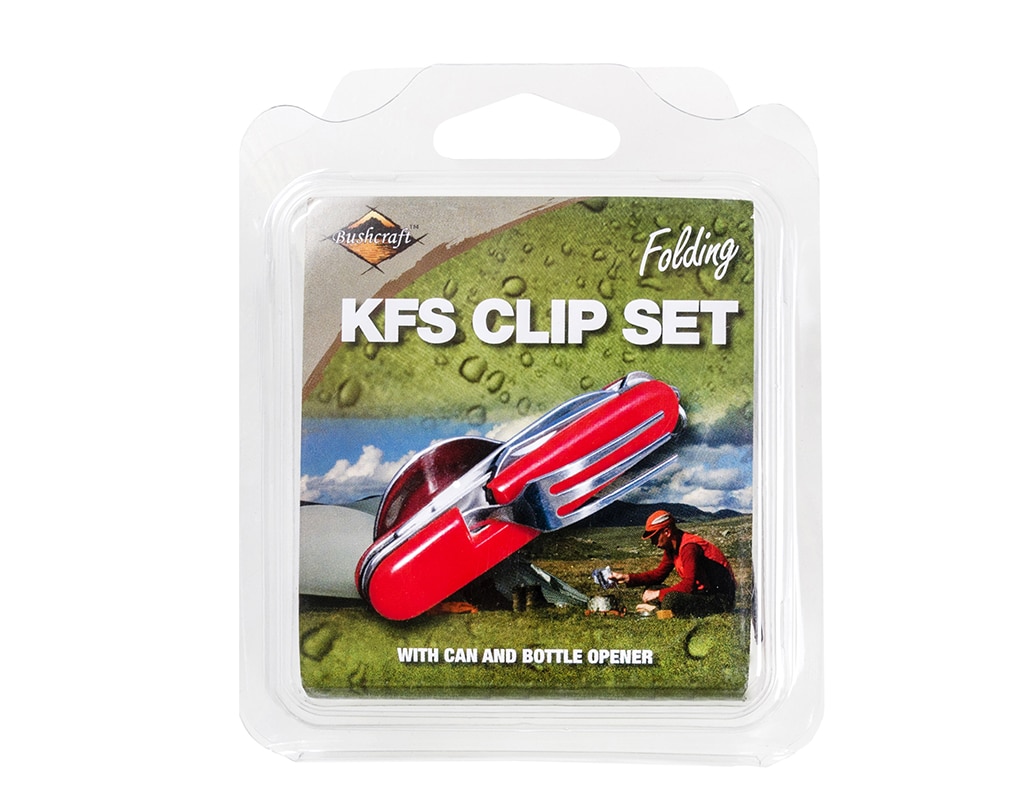 BCB - Folding KFS Clip Set - Zusammensetzbares Campingbesteckset - rot