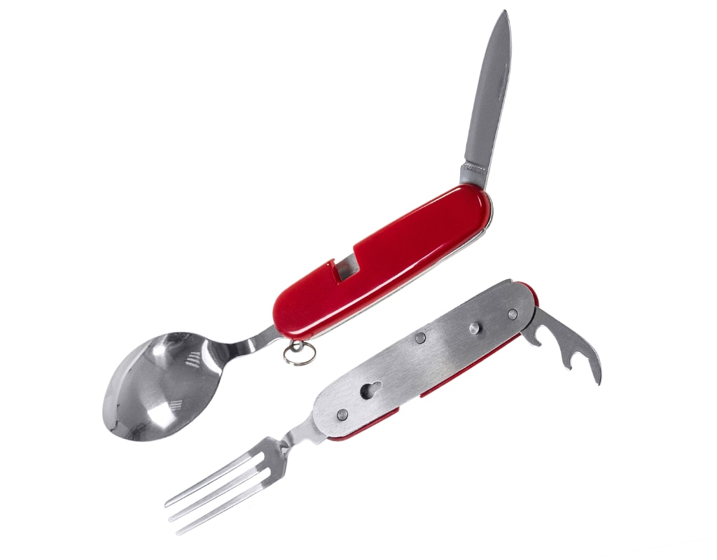 BCB - Folding KFS Clip Set - Zusammensetzbares Campingbesteckset - rot