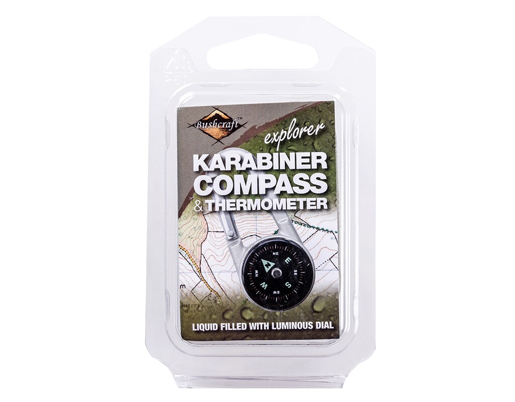 BCB - Karabinerhaken mit Kompass und Thermometer 3-in-1