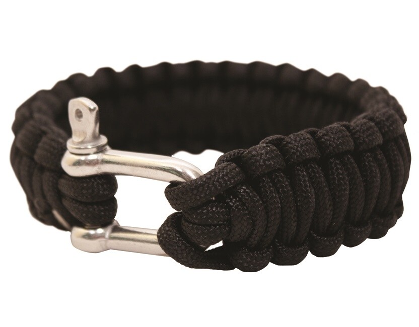 BCB  -Paracord Schäkel-Armband 9-Zoll - Black