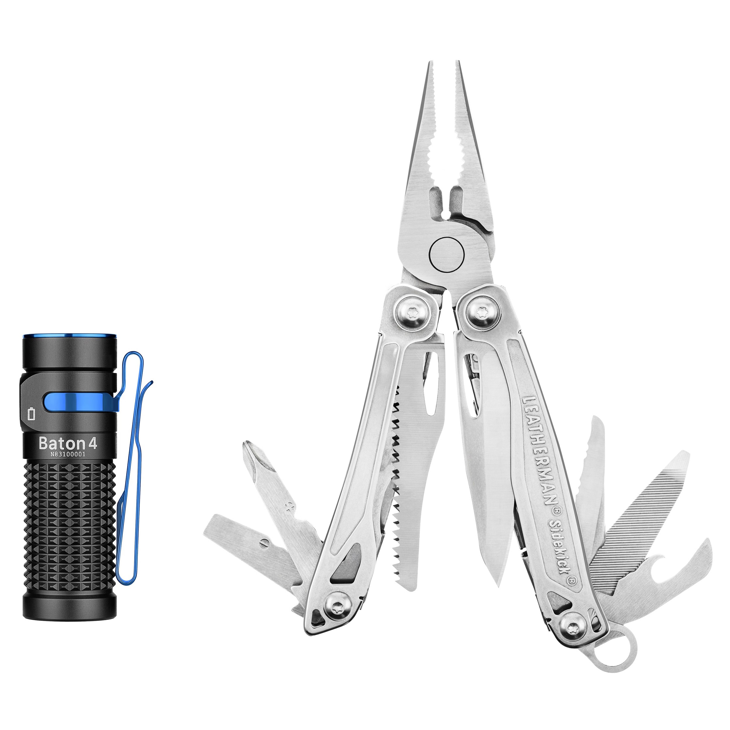 Leatherman - Sidekick Multitool + Olight Baton 4 Taschenlampe - Set