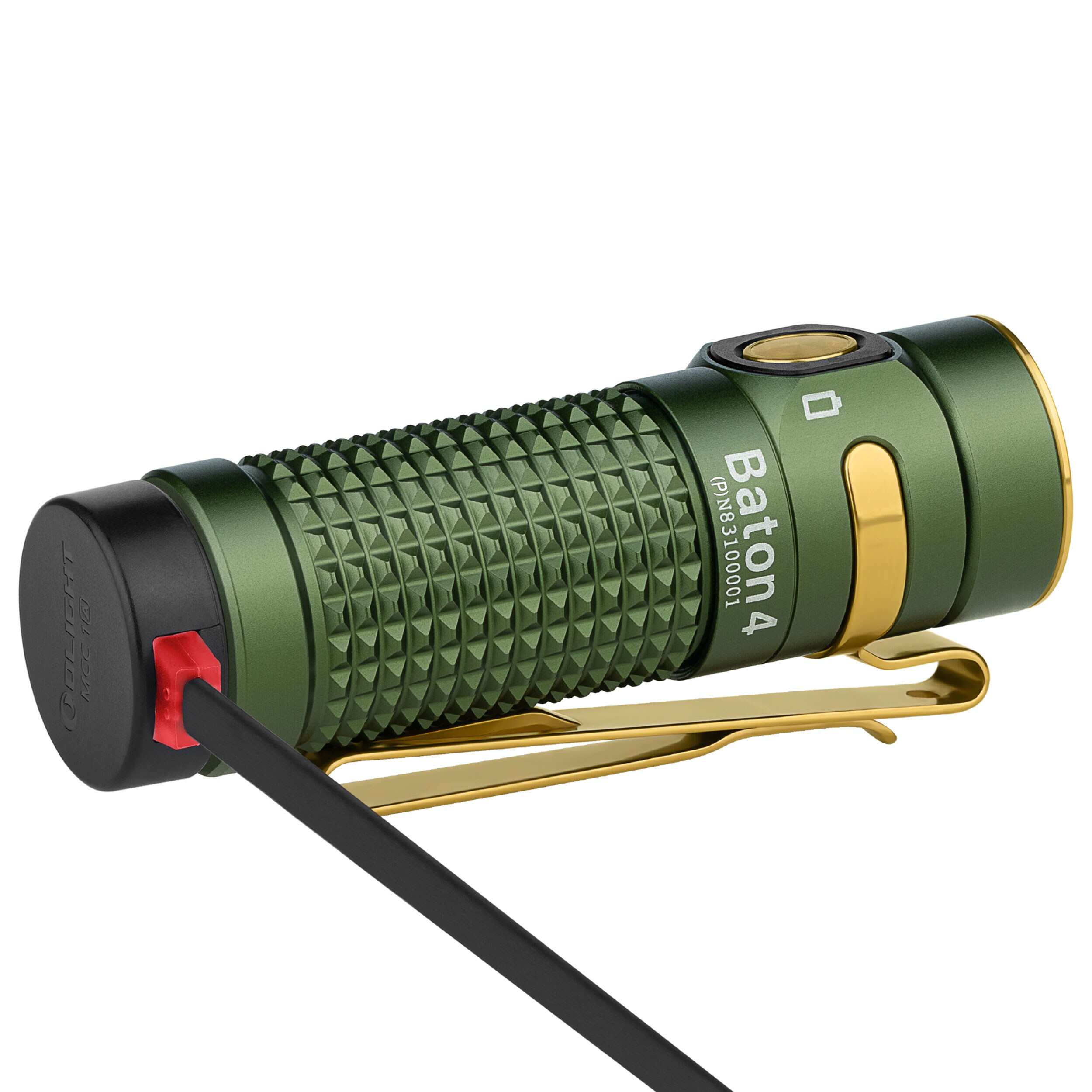 Olight - Baton 4 Premium Edition- Akku-Taschenlampe mit Kabellosem Ladeetui 1300 Lumen - OD Green