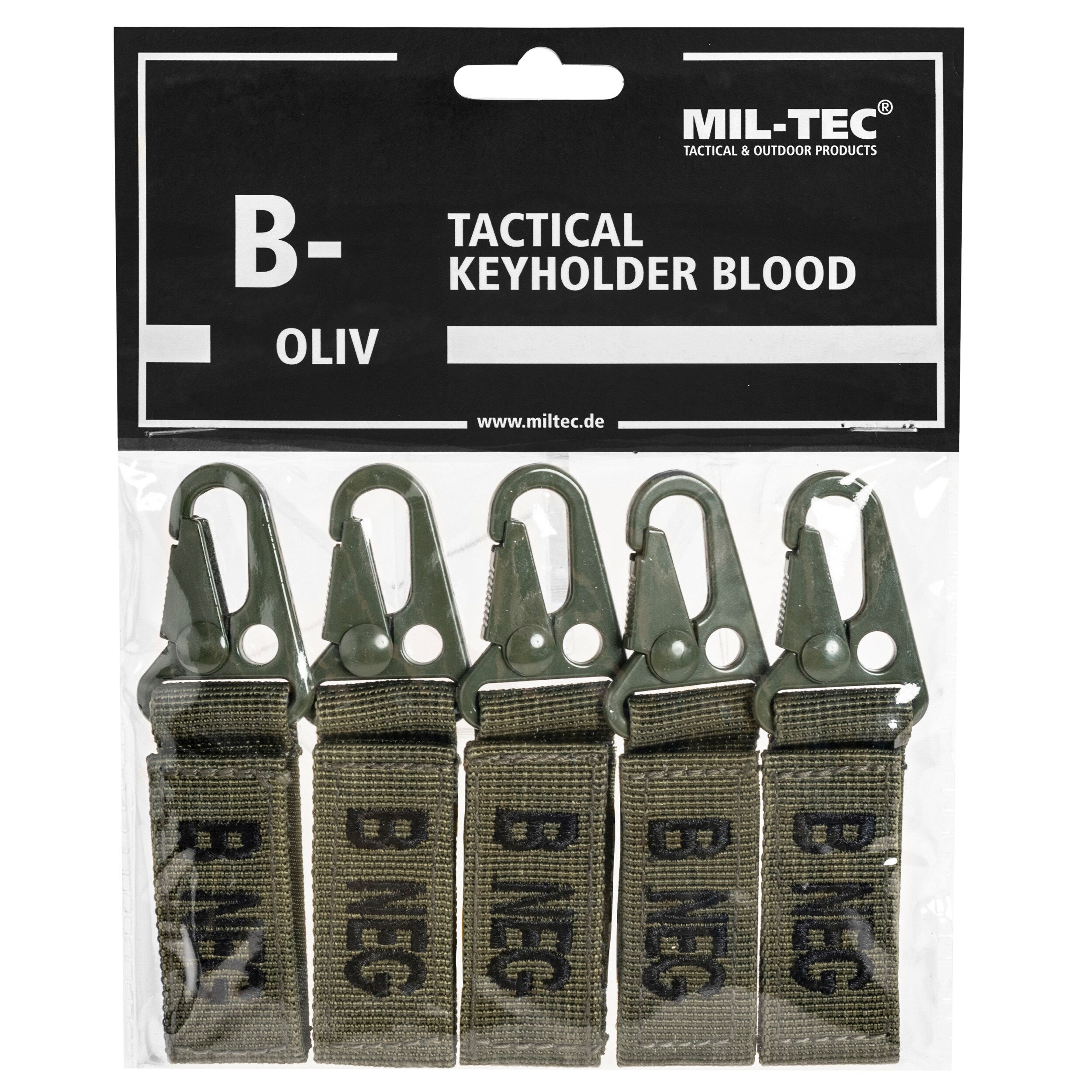 Mil-Tec - Schlüsselanhänger Blutgruppe B- Olive - 5 Stk.