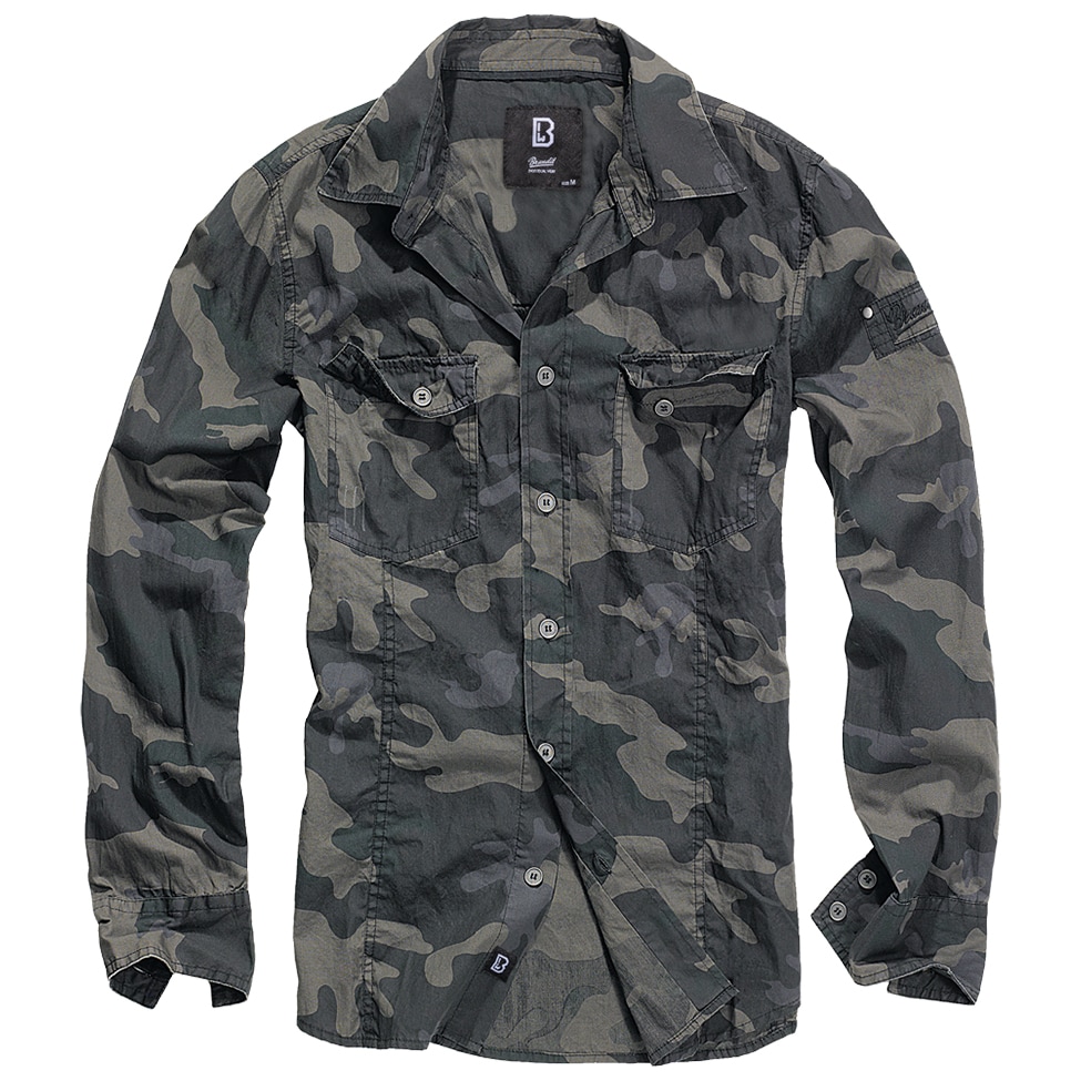 Brandit - Slim Fit Long Sleeve - Hemd - Dark Camo