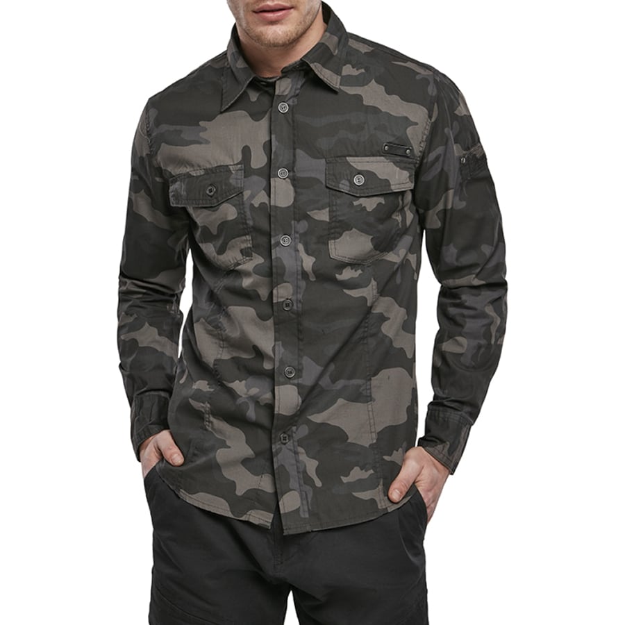 Brandit - Slim Fit Long Sleeve - Hemd - Dark Camo