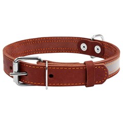 WauDog - Hundehalsband aus Leder mit Reflektor 35 mm - Brown