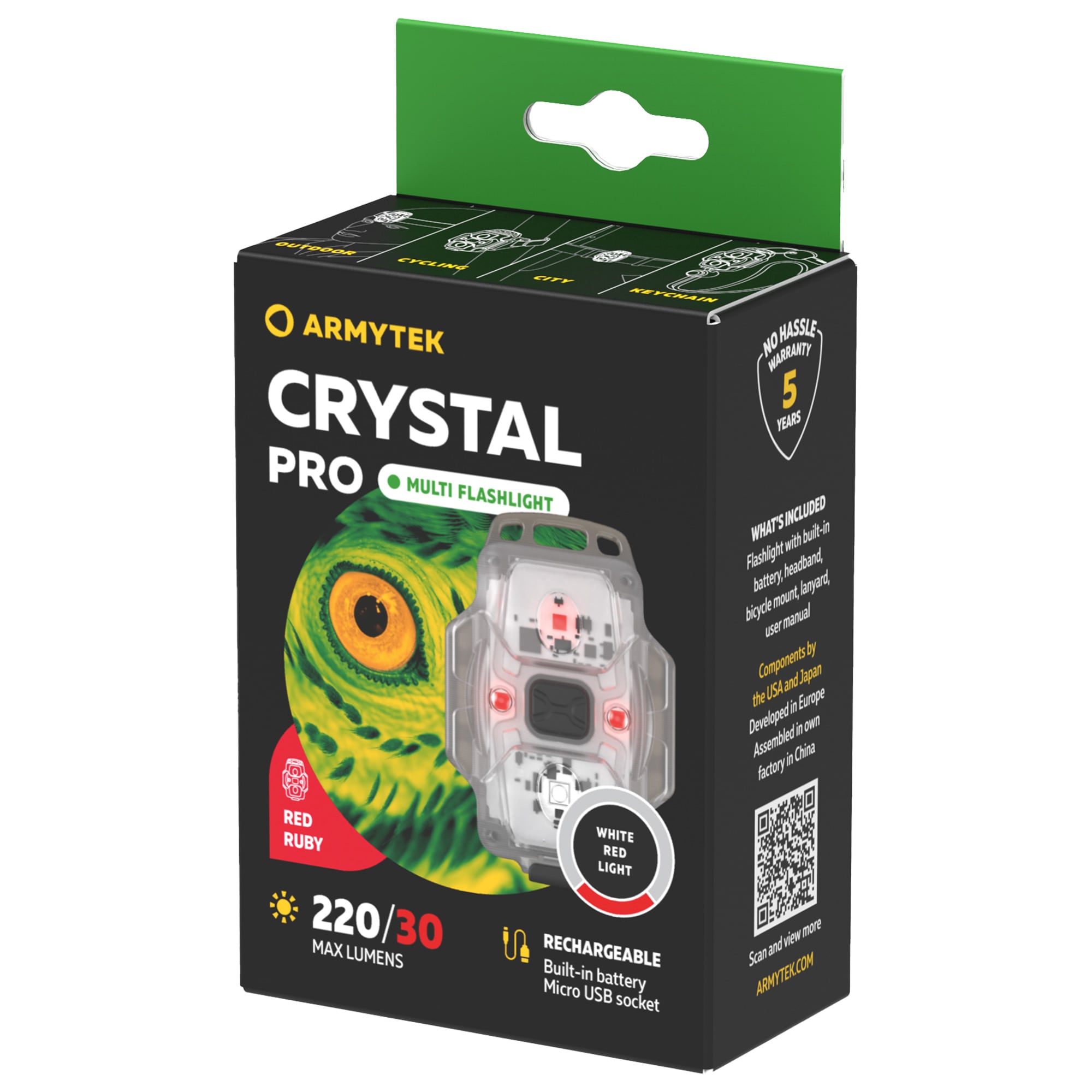 Armytek -  Taschenlampe Crystal Pro WR Red - 220 Lumen