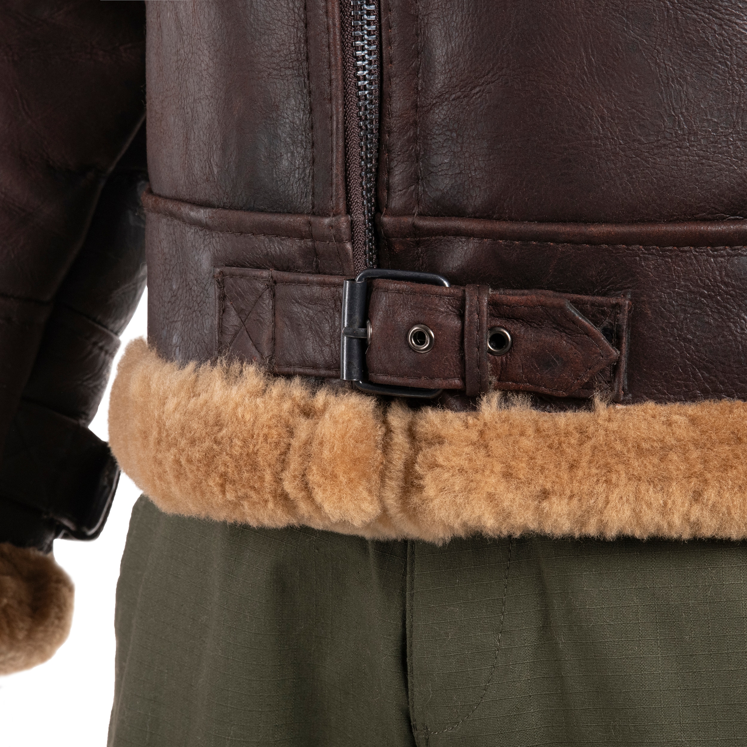 Mil-Tec - US B46 Sheepskin Brown -  Lederjacke