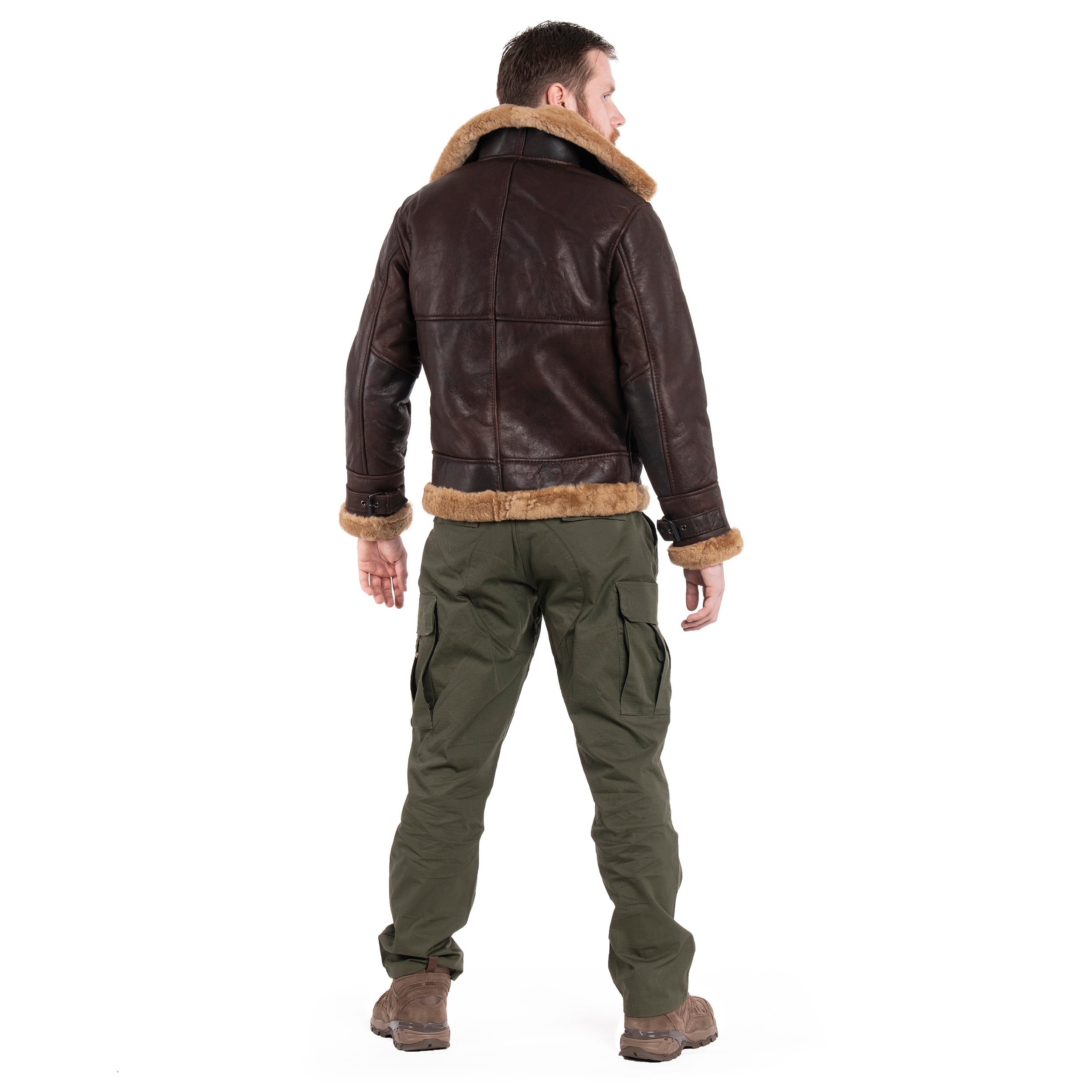 Mil-Tec - US B46 Sheepskin Brown -  Lederjacke