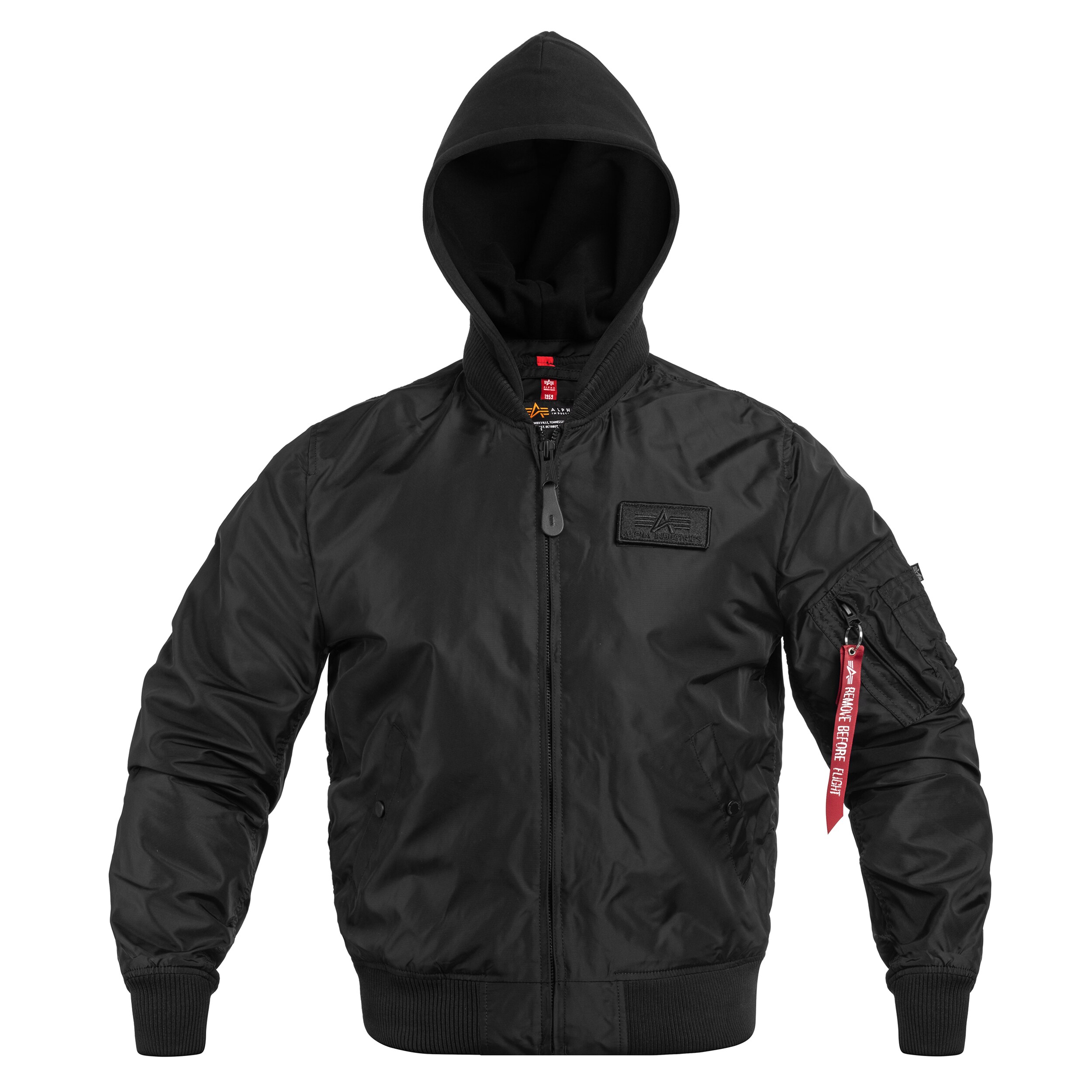Alpha Industries - MA-1 TT Hood - Pilotenjacke mit Kapuze - Black/Black