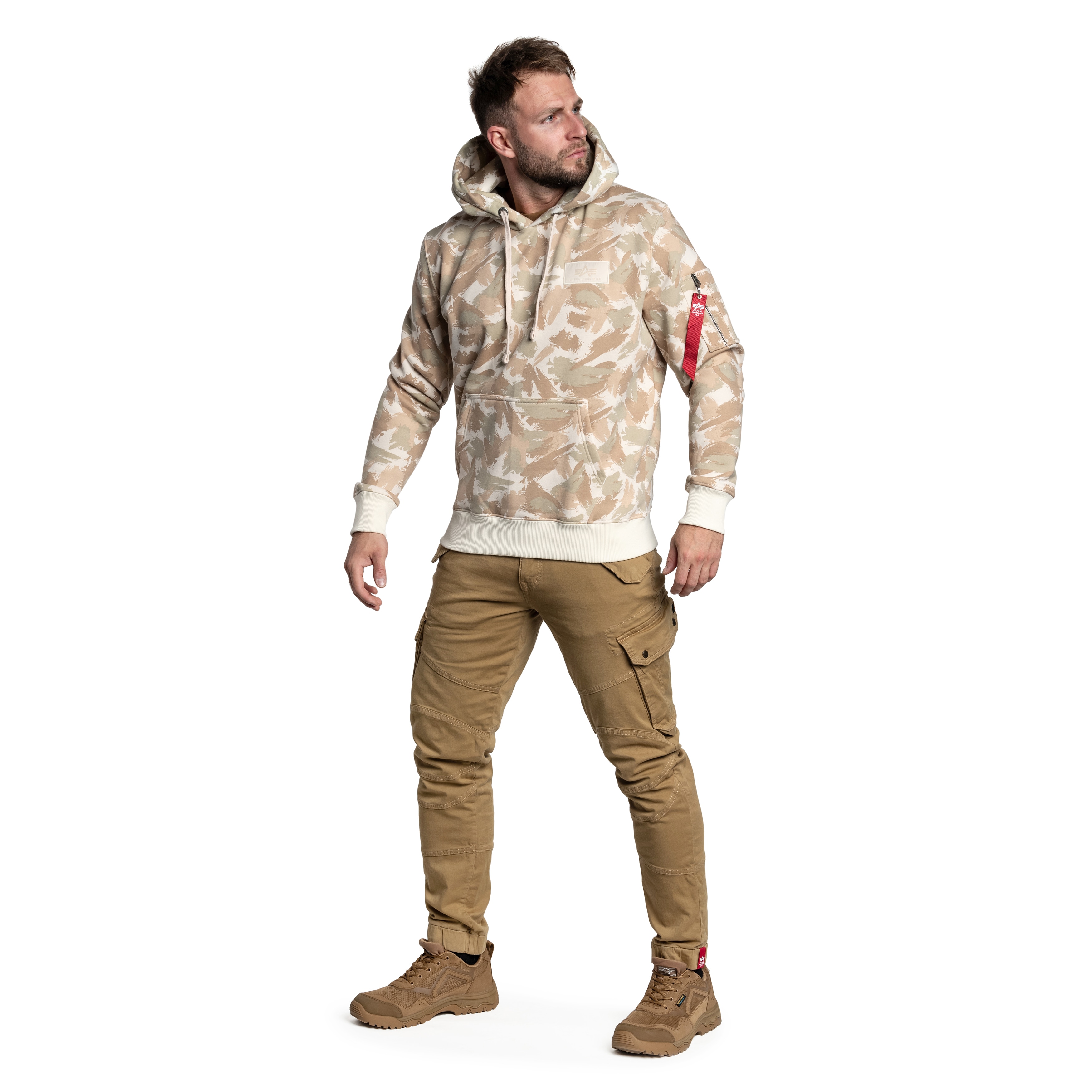 Alpha Industries Back Print Hoody Camo Kapuzenpullover Sand Camo