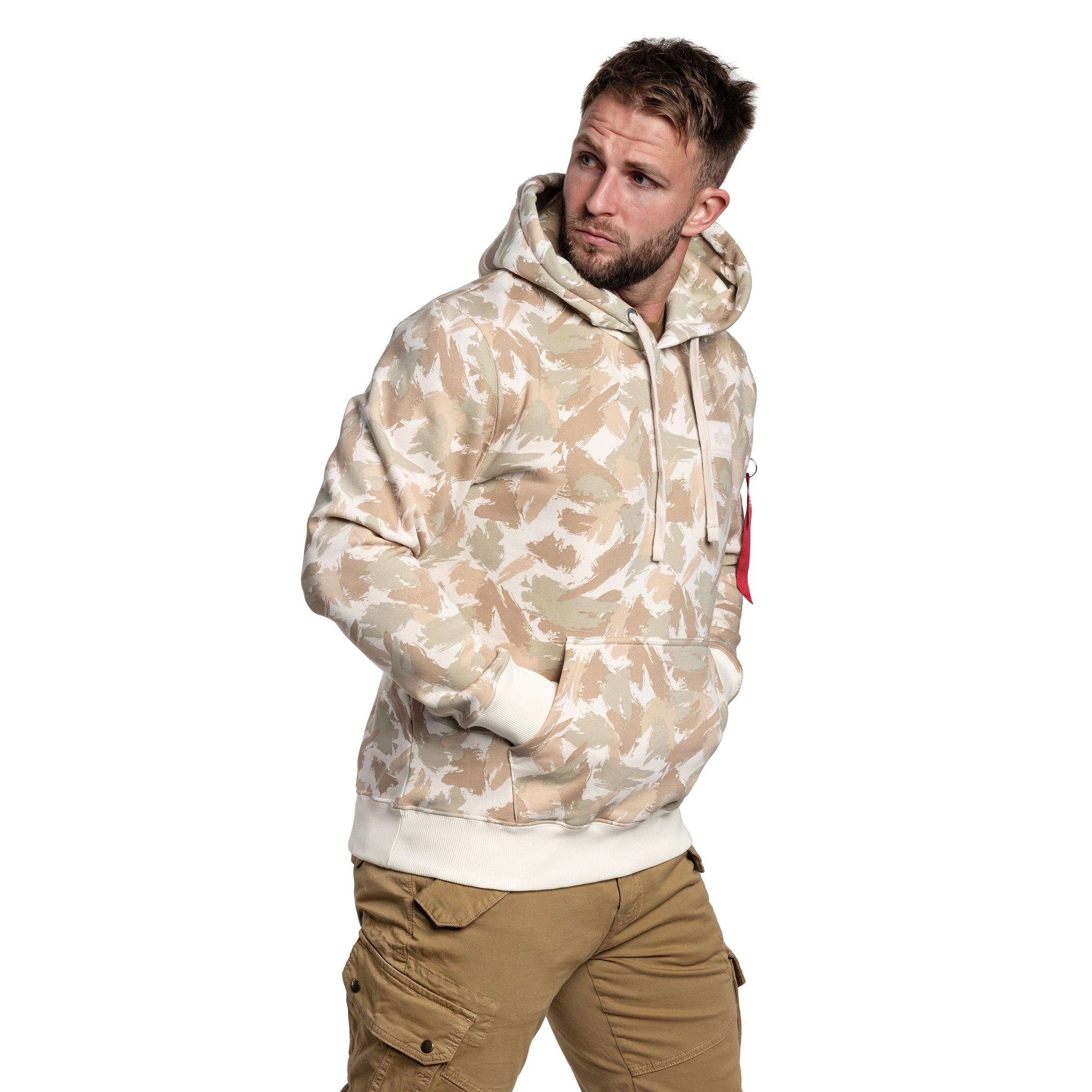 Alpha Industries Back Print Hoody Camo Kapuzenpullover Sand Camo