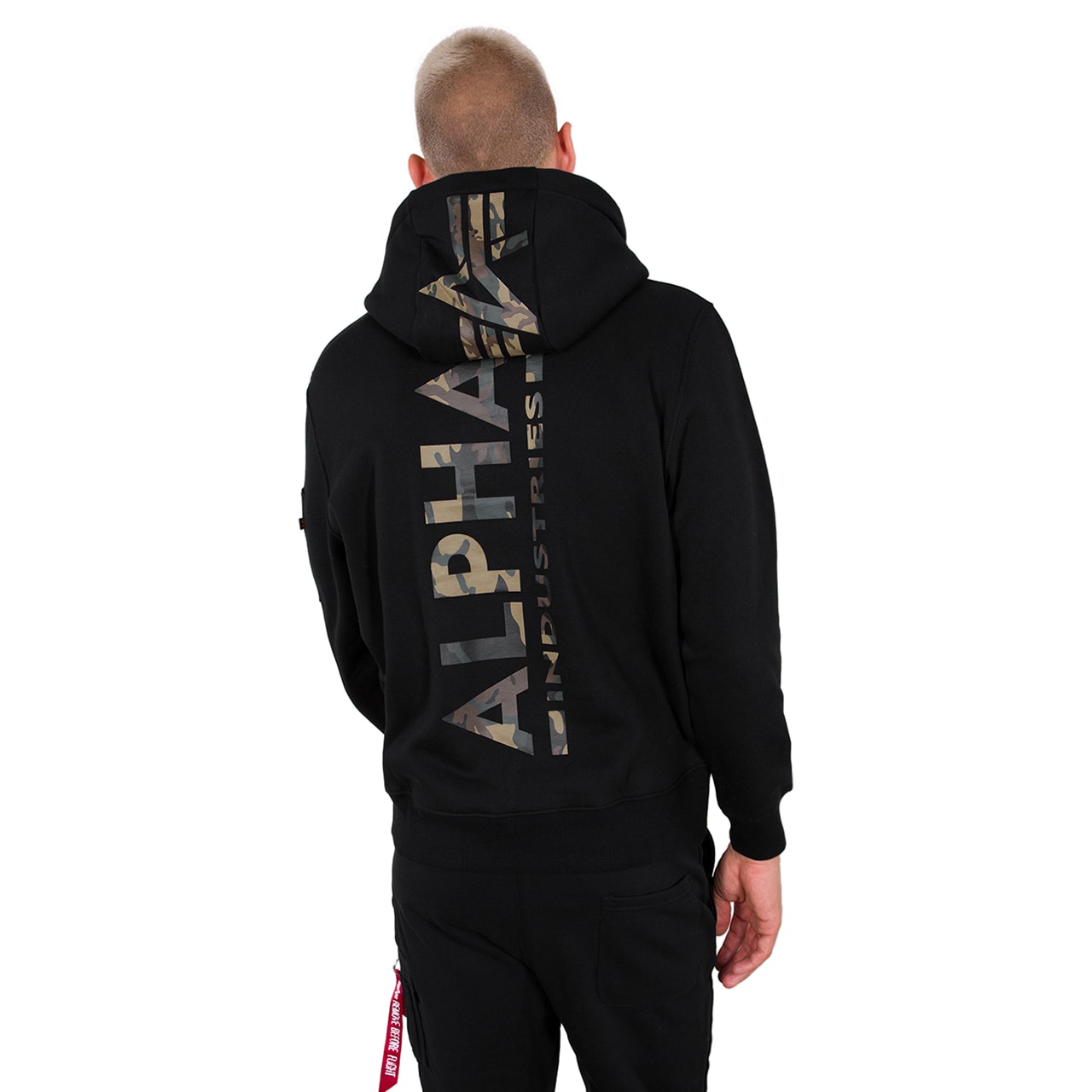 Kapuzenpullover Alpha Industries Backprint Camo Print Hoodie - Black/Woodland