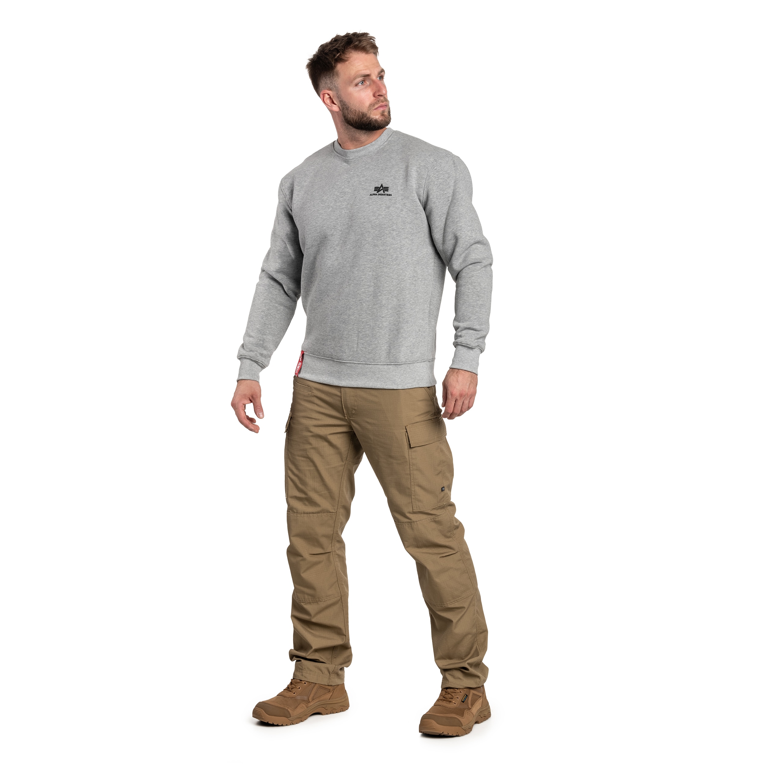 Alpha Industries Basic Sweater Small Logo Sweatshirt Grey Heather online kaufen MILITARY.EU Shop