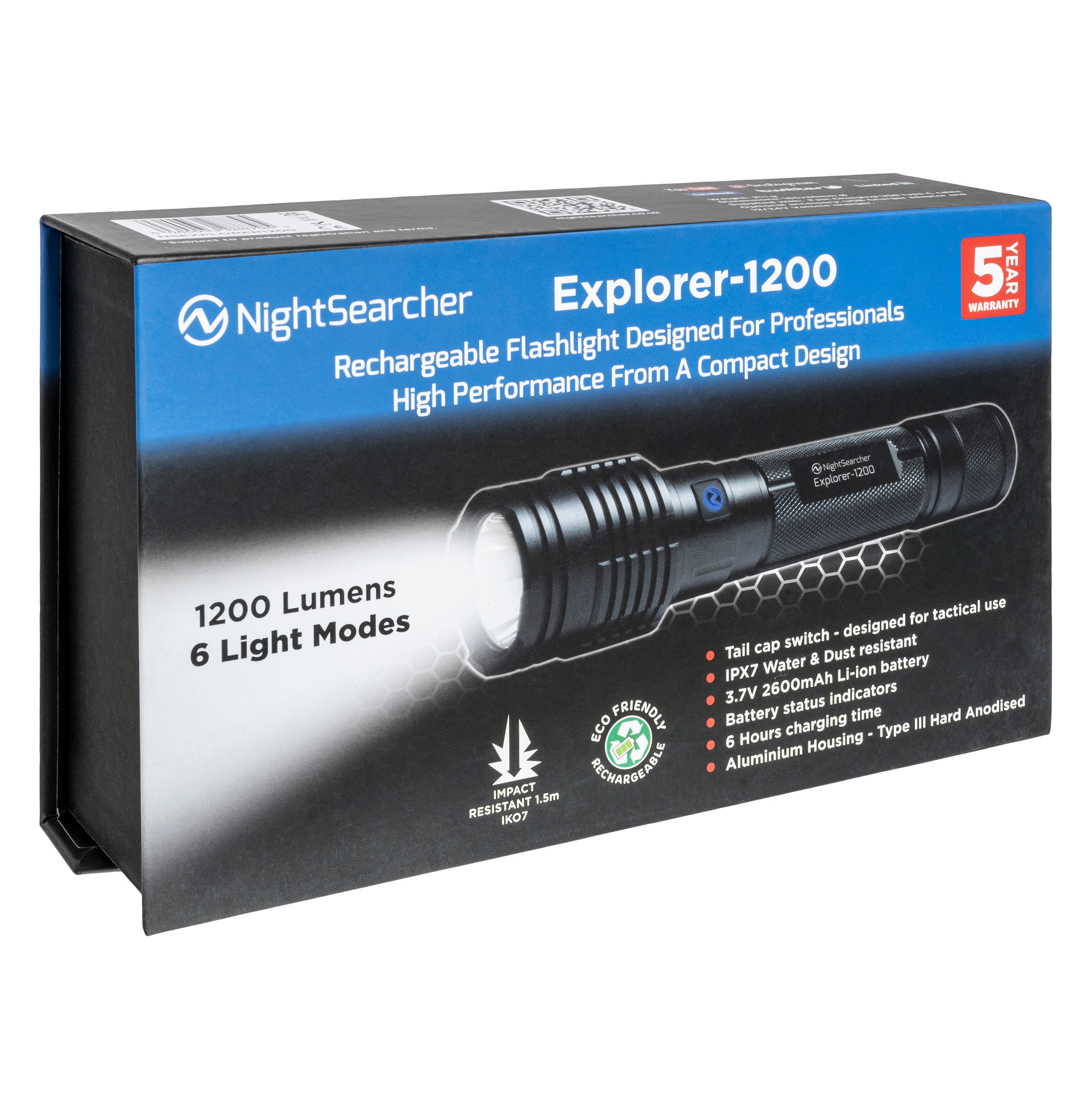 NightSearcher - Explorer 1200 - Taschenlampe 1200 Lumen