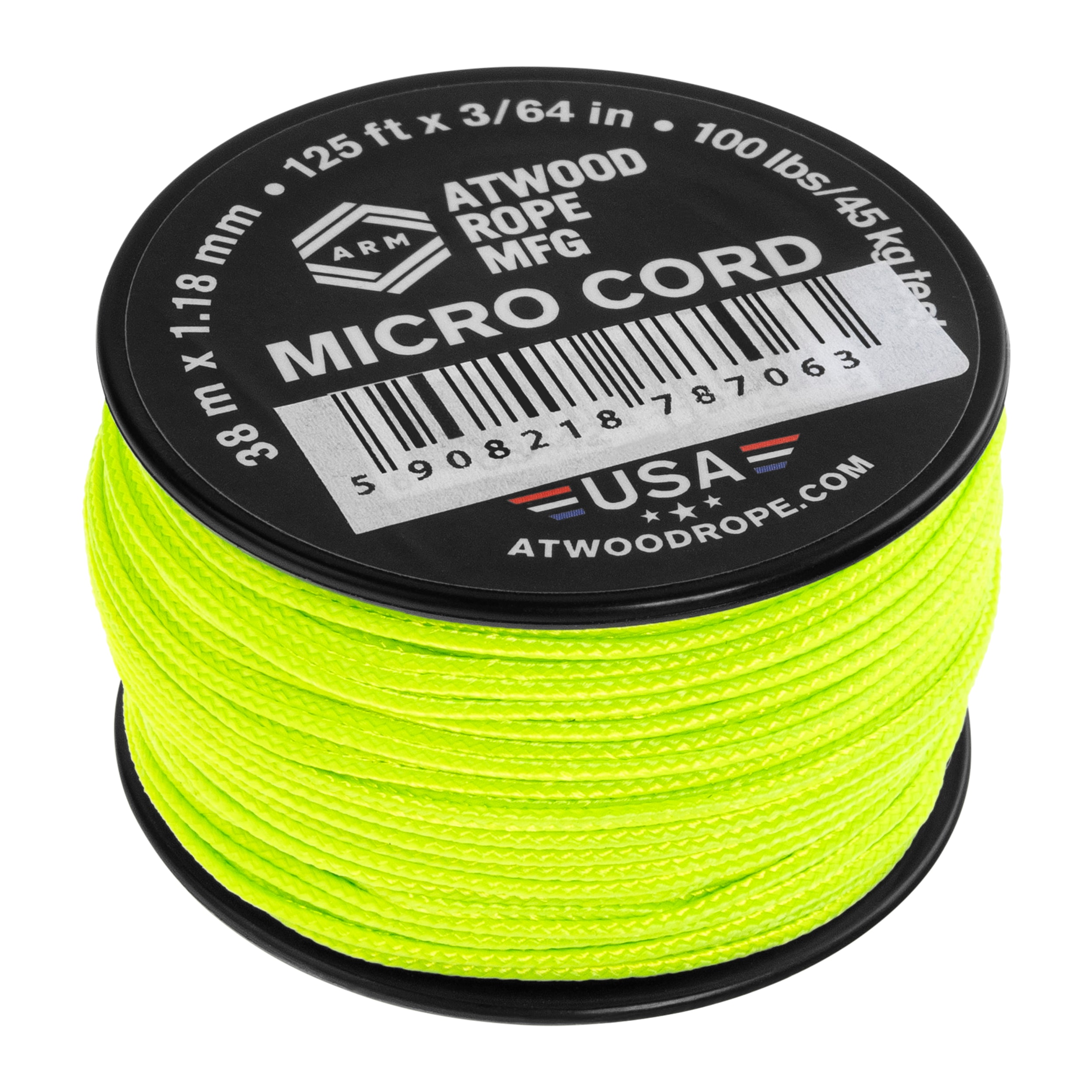 Atwood Rope MFG - Micro Cord 38 m - Seil - Neon Green