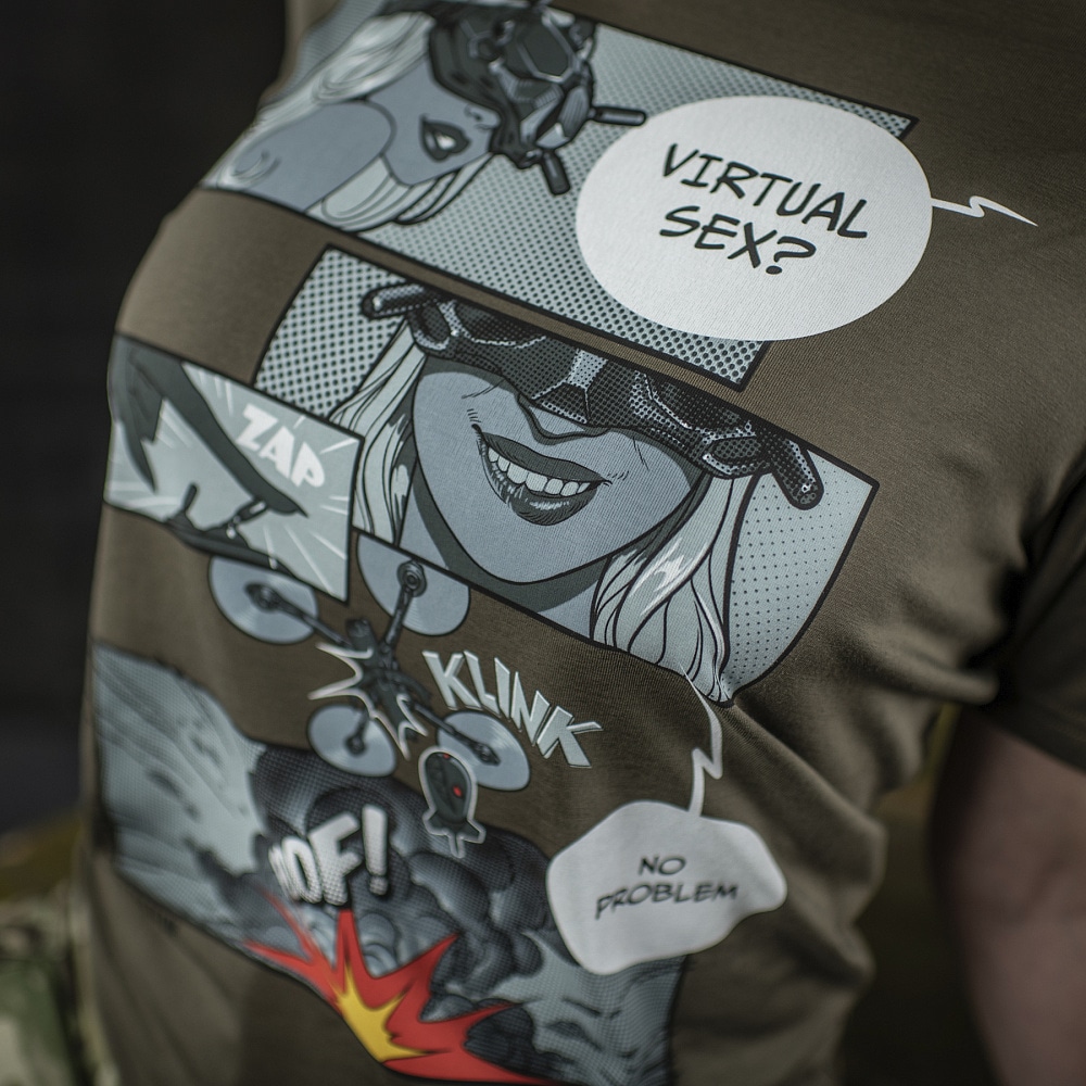 M-Tac - T-shirt Comics Drone Girl - Dark Olive