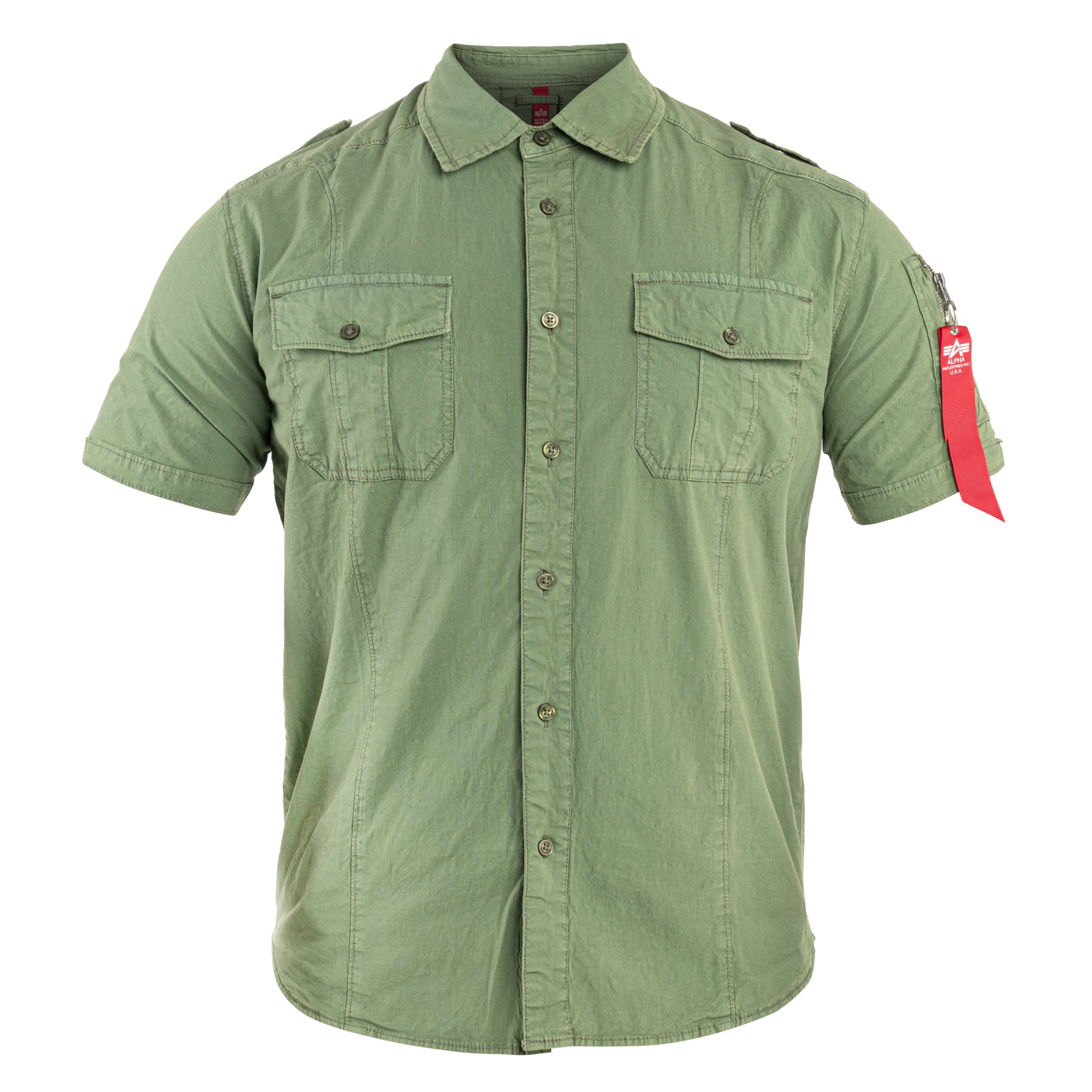 Alpha Industries - Basic Slim Shirt - Kurzarmhemd - Sage Green