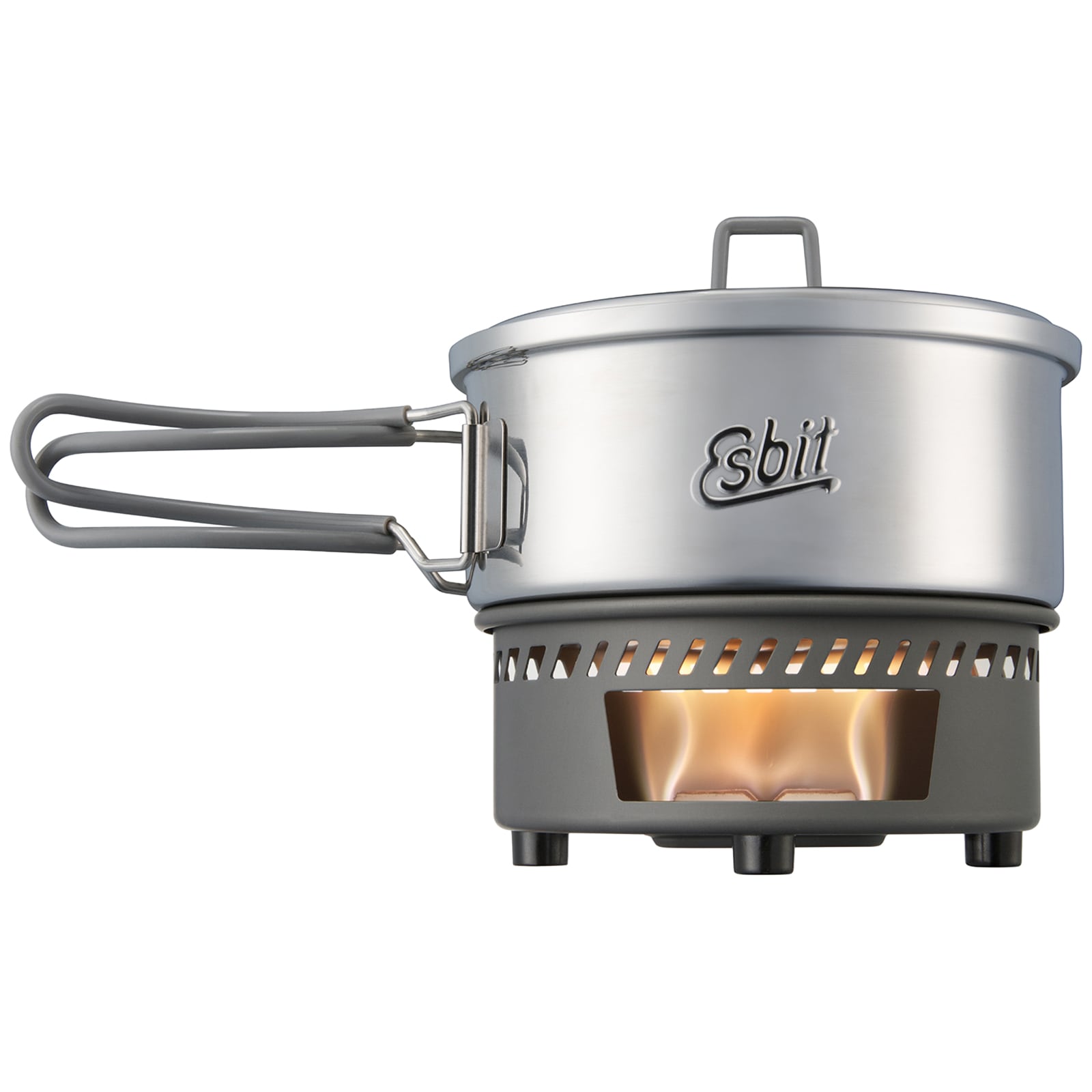 Esbit - Solid Fuel Cookset Stainless Steel - Campingkocher mit Topf 1 l