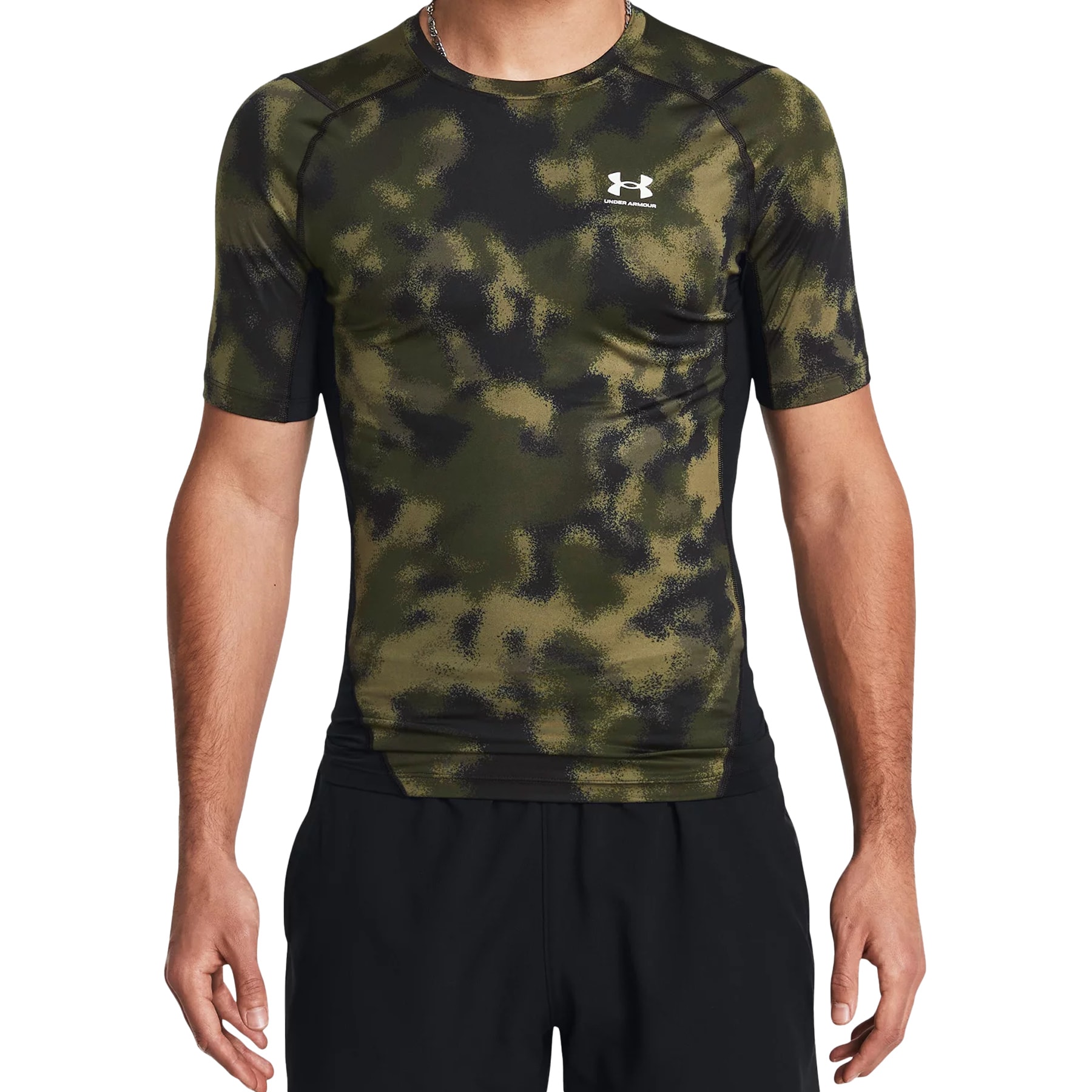 Under Armour - HeatGear Printed Thermo-T-Shirt - Marine OD Green/White